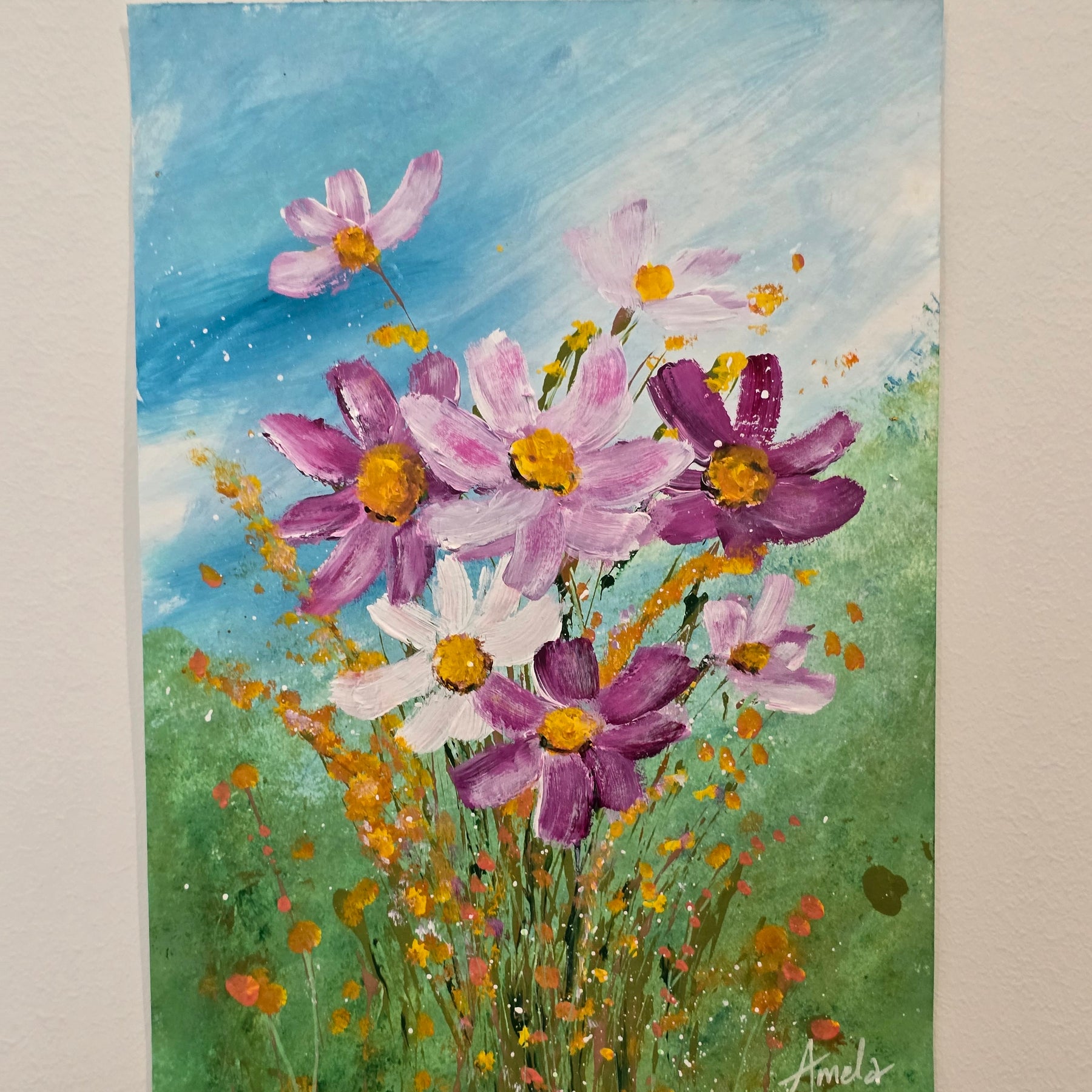 October Birthday - 'Cosmos' Original Artwork on Watercolour Paper 21 x 29.7cm