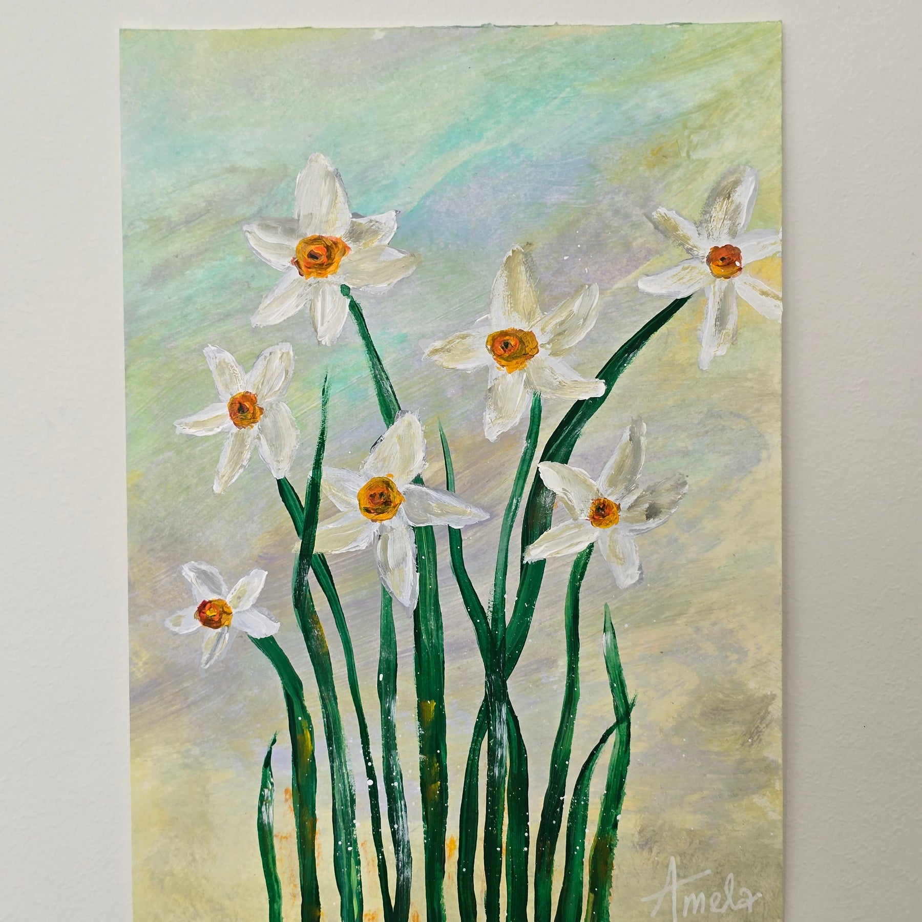 December Birthday - 'Narcissus' Original Artwork on Watercolour Paper 21 x 29.7cm