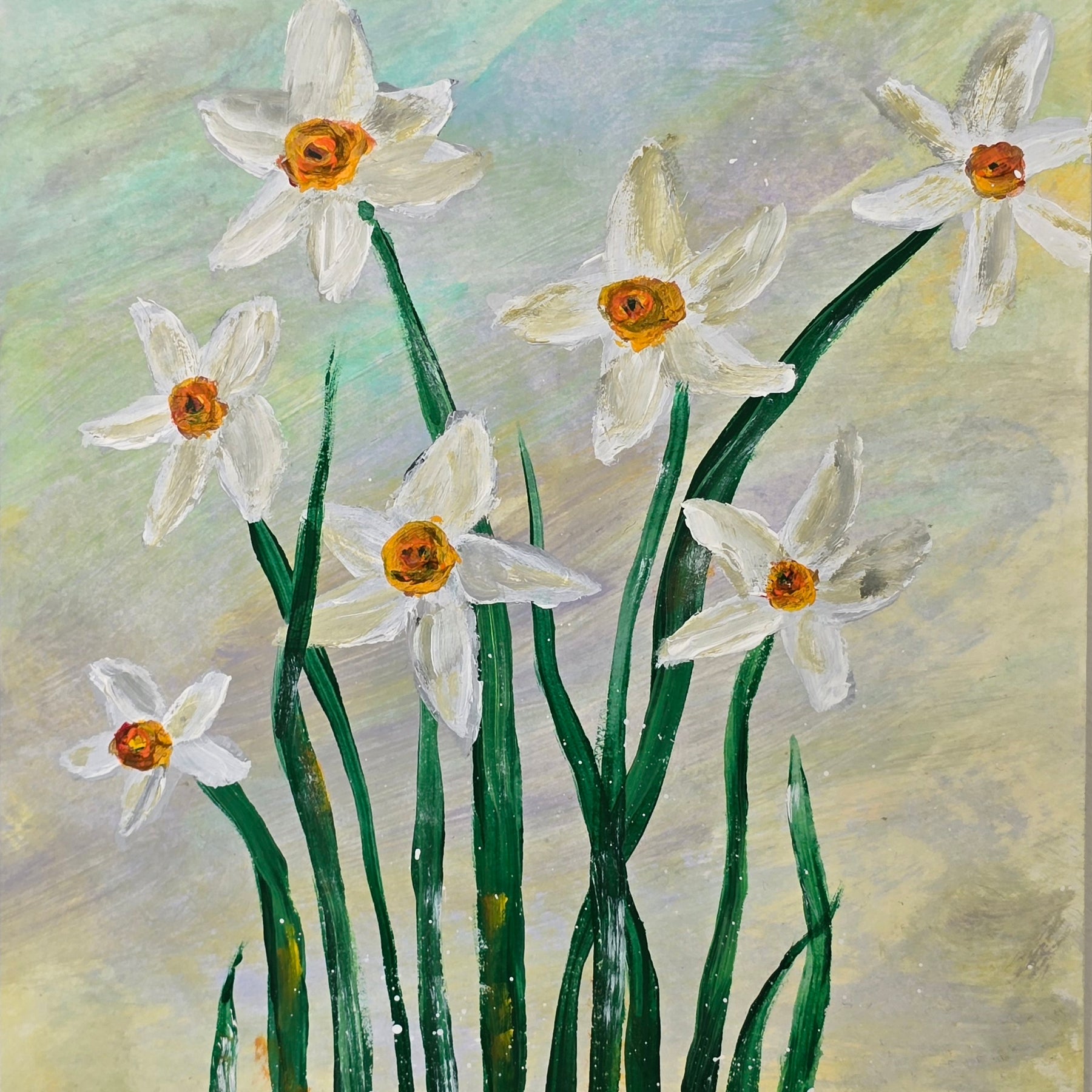 December Birthday - 'Narcissus' Original Artwork on Watercolour Paper 21 x 29.7cm