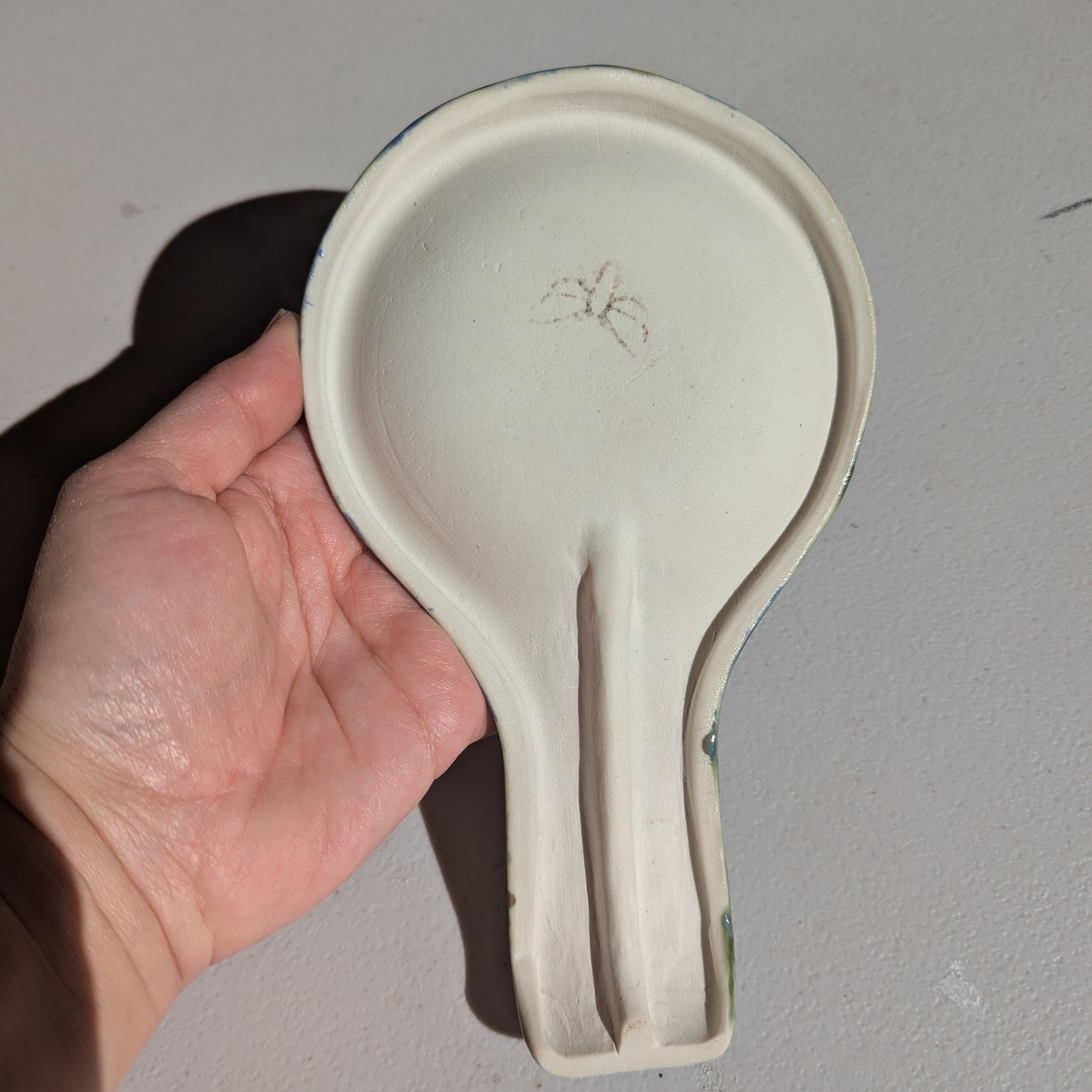 Handmade Ceramic Spoon Rest Glazed in Midnight Blue
