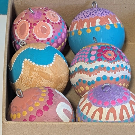 Art Baubles Handpainted Merry & Bright Christmas- Boxed Collection of 6