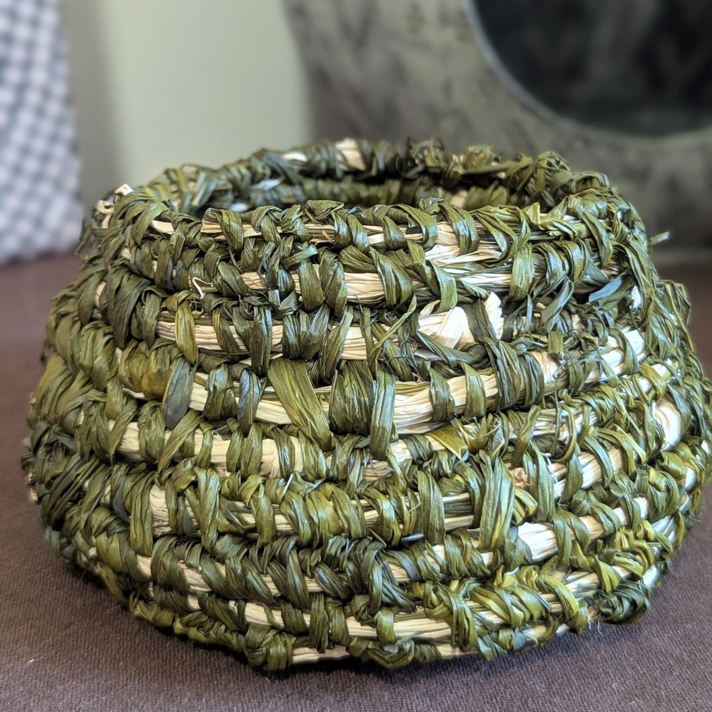 Green Kelp Woven Raffia Basket