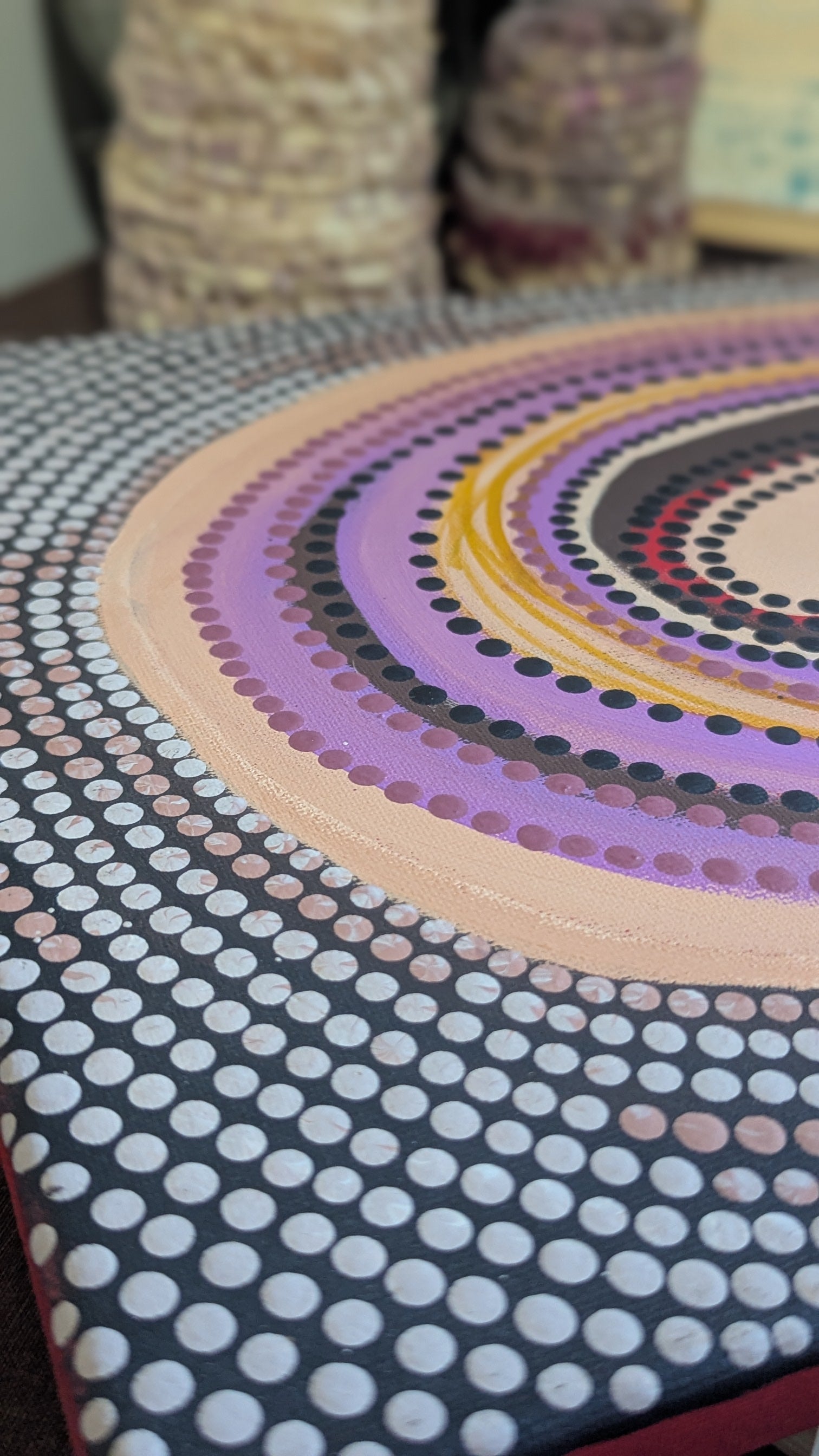 White Ochre with Acrylics Original Painting - Titled Gulamon / Coolamon