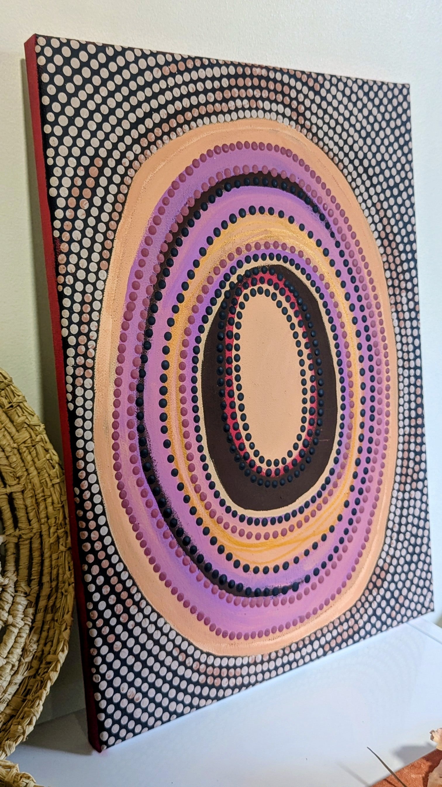 White Ochre with Acrylics Original Painting - Titled Gulamon / Coolamon