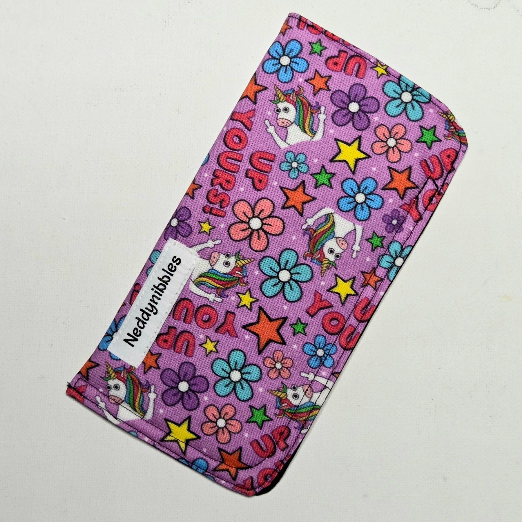 Sunglasses Sleeve with Unicorn and wording Up Yours