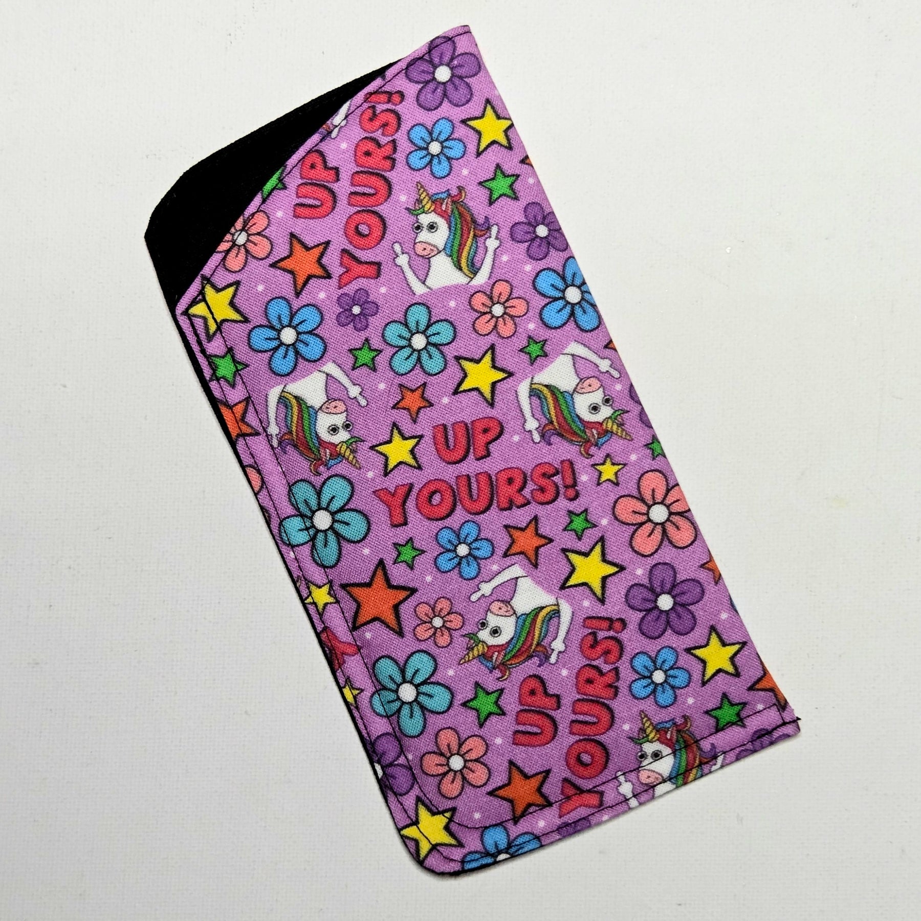 Sunglasses Sleeve with Unicorn and wording Up Yours