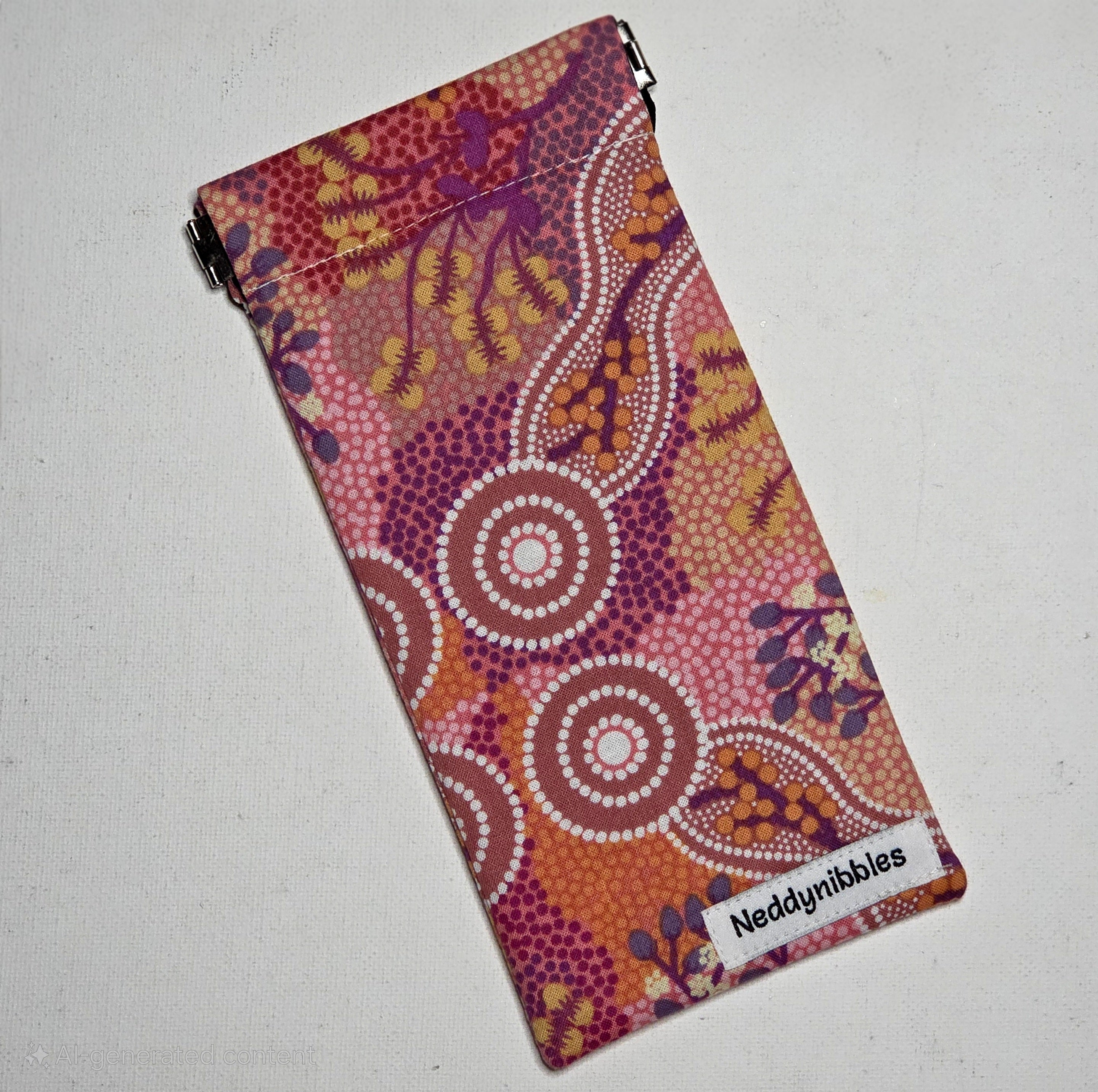 Sunglasses Pouch with a Pink Indigenous Dot Print design