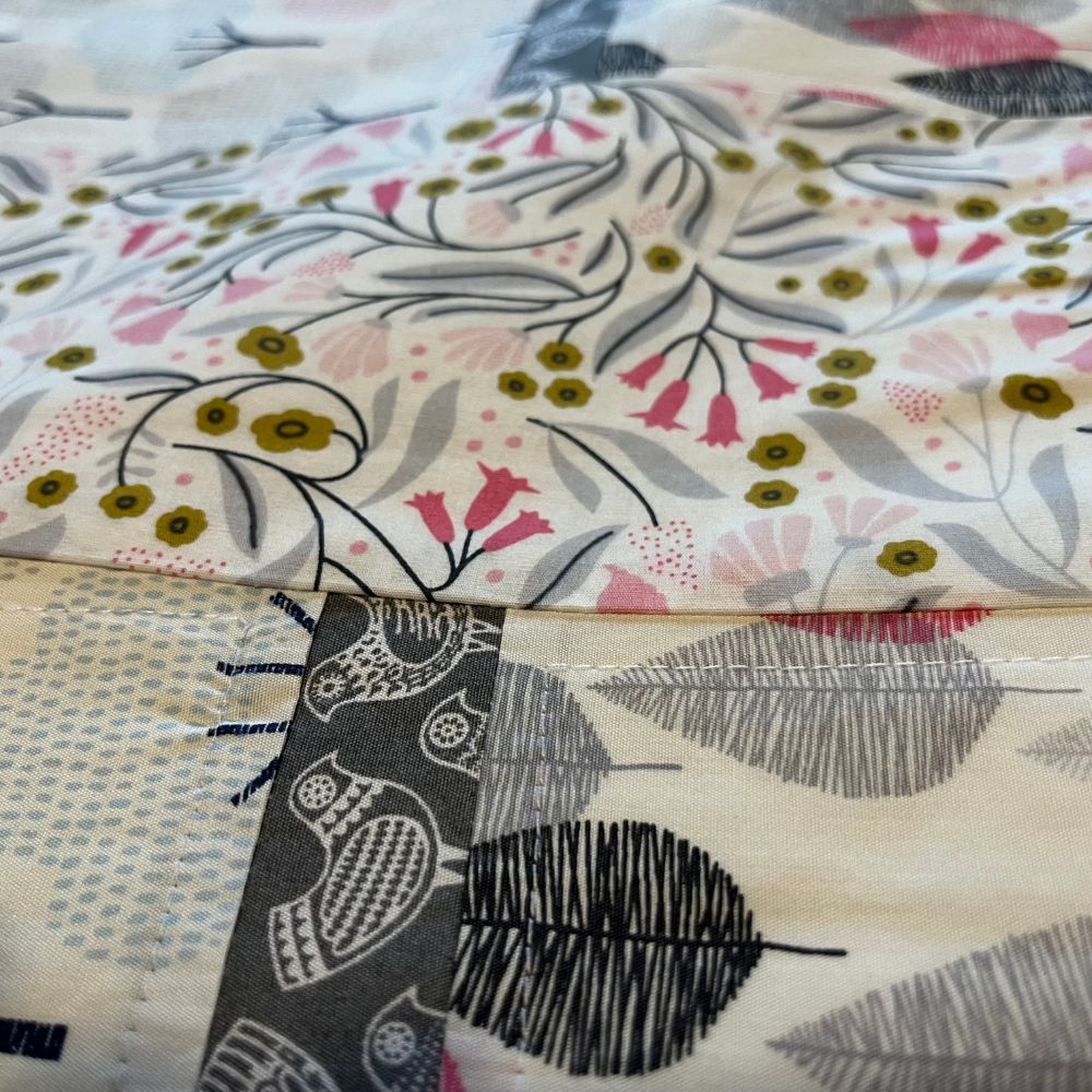 Handmade Organic Fabric Tummy Time Mat | Pink and Grey | Quilt