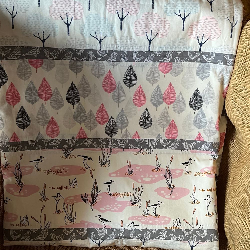 Handmade Organic Fabric Tummy Time Mat | Pink and Grey | Quilt