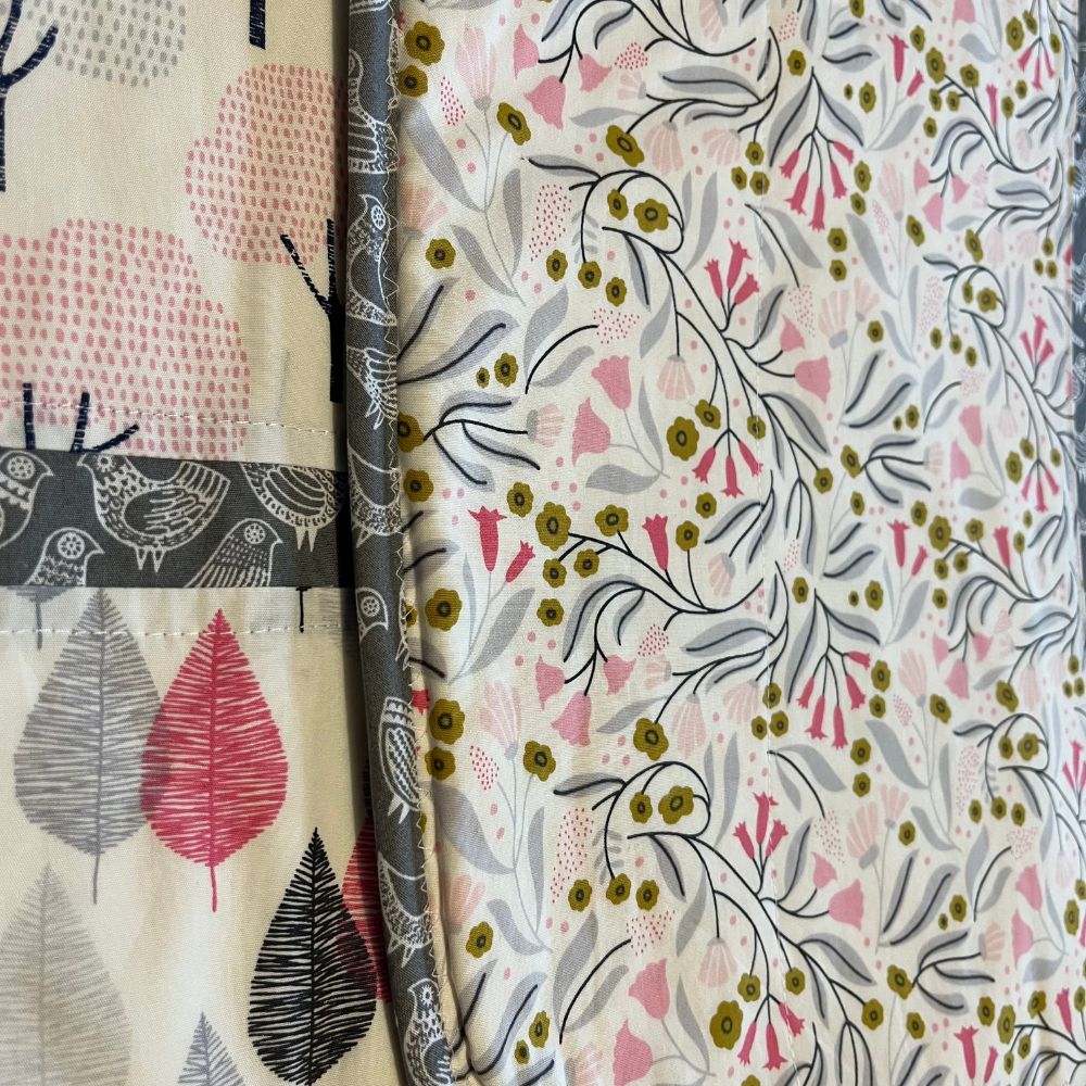 Handmade Organic Fabric Tummy Time Mat | Pink and Grey | Quilt