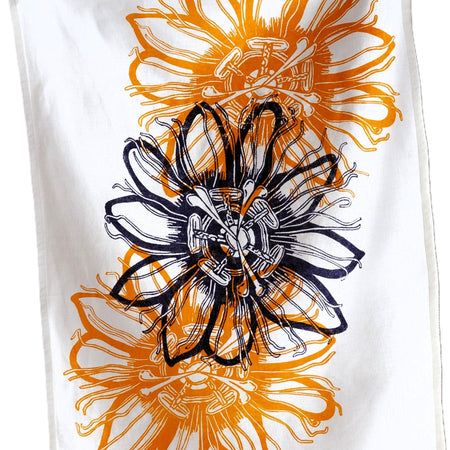 Hand Screen Printed Linen Tea Towels- Passionflower