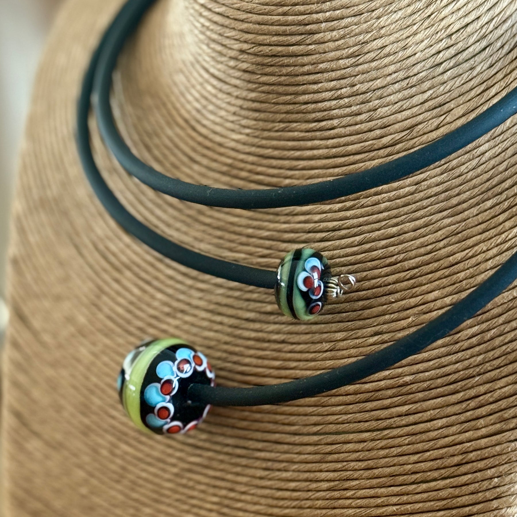 WRAP NECKLACE with handmade glass BORRELLY BEADS #101