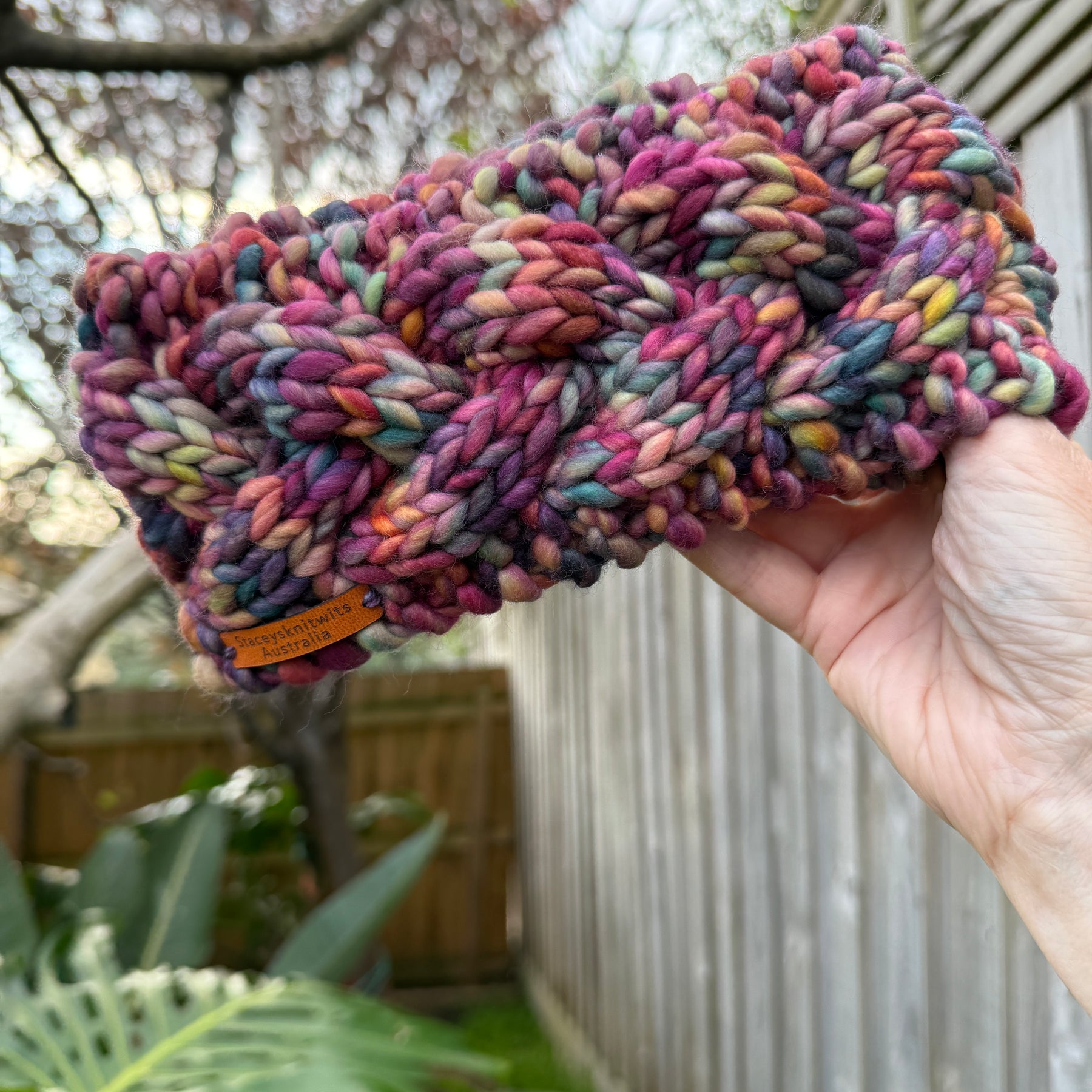 Hand Knitted Headband, Merino Soft Rainbow Headband