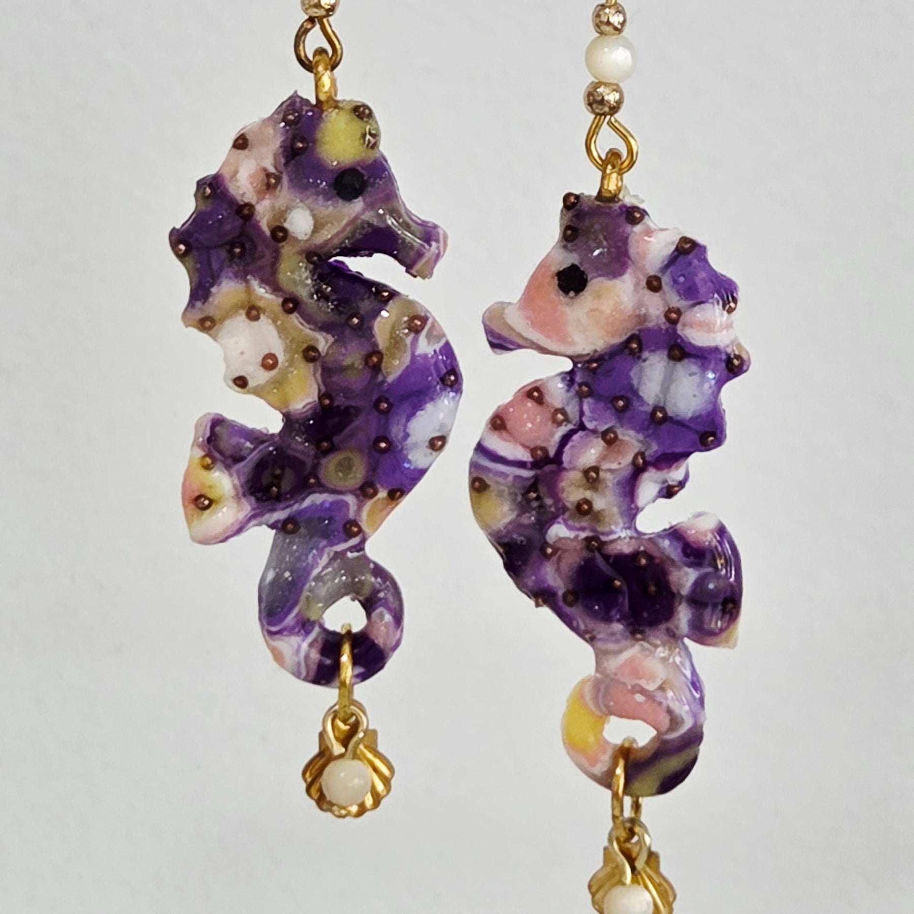 Pink/Purple Seahorse Earrings