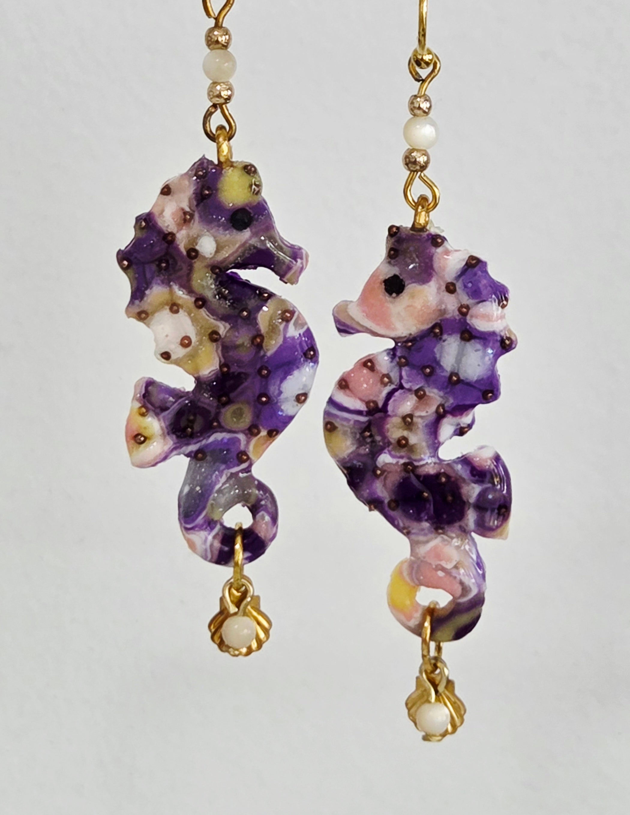 Pink/Purple Seahorse Earrings