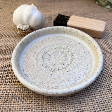 Speckled White Ceramic Grater with Brush
