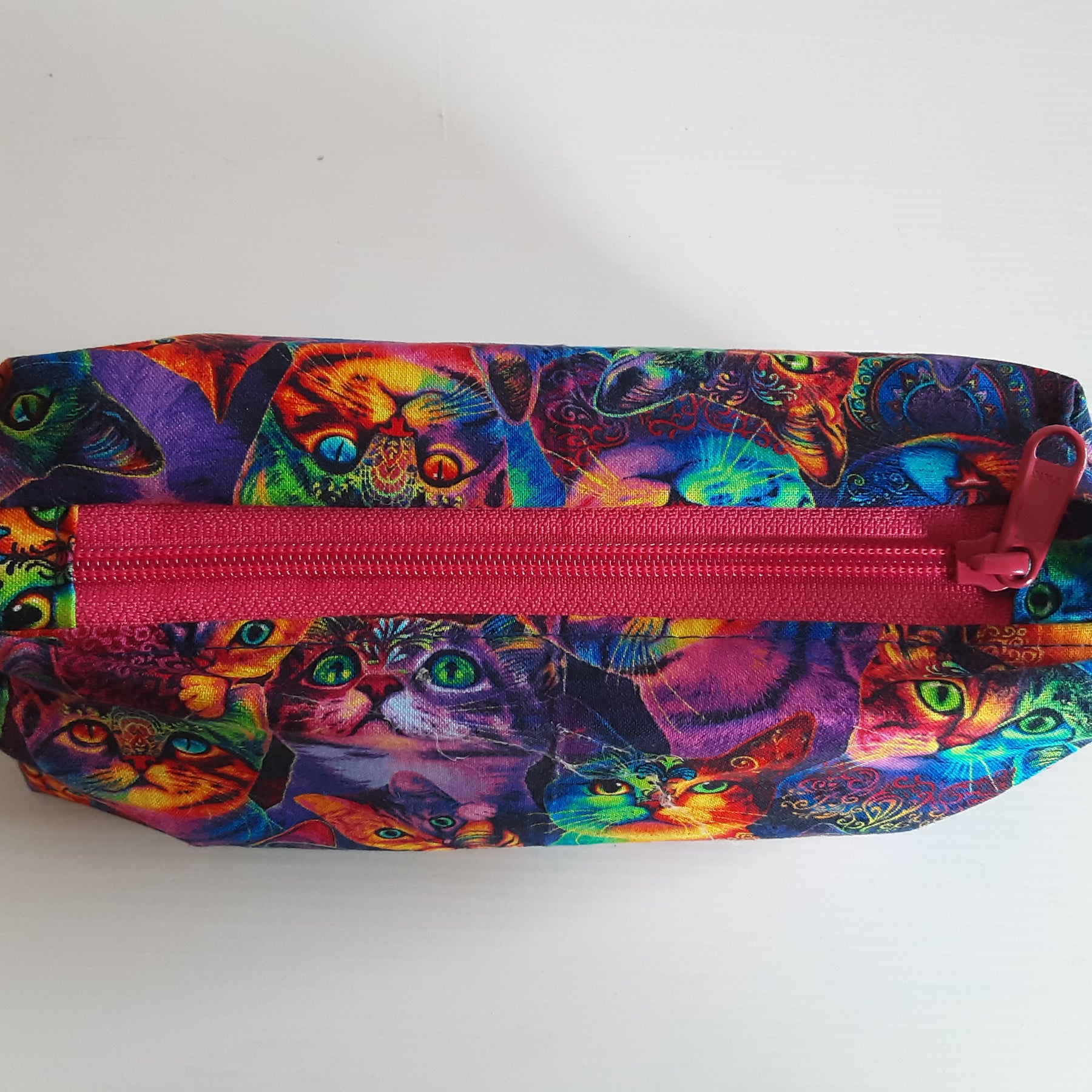 Handmade Zippered Pouch, Large Pencil Case for School or Work,  Waterproof Lined Makeup Bag