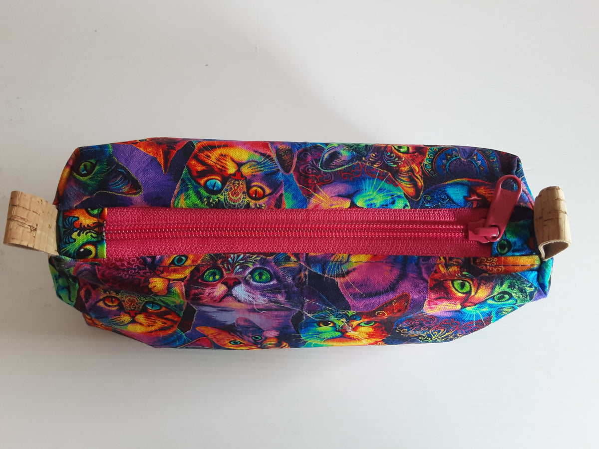 Handmade Zippered Pouch, Large Pencil Case for School or Work,  Waterproof Lined Makeup Bag