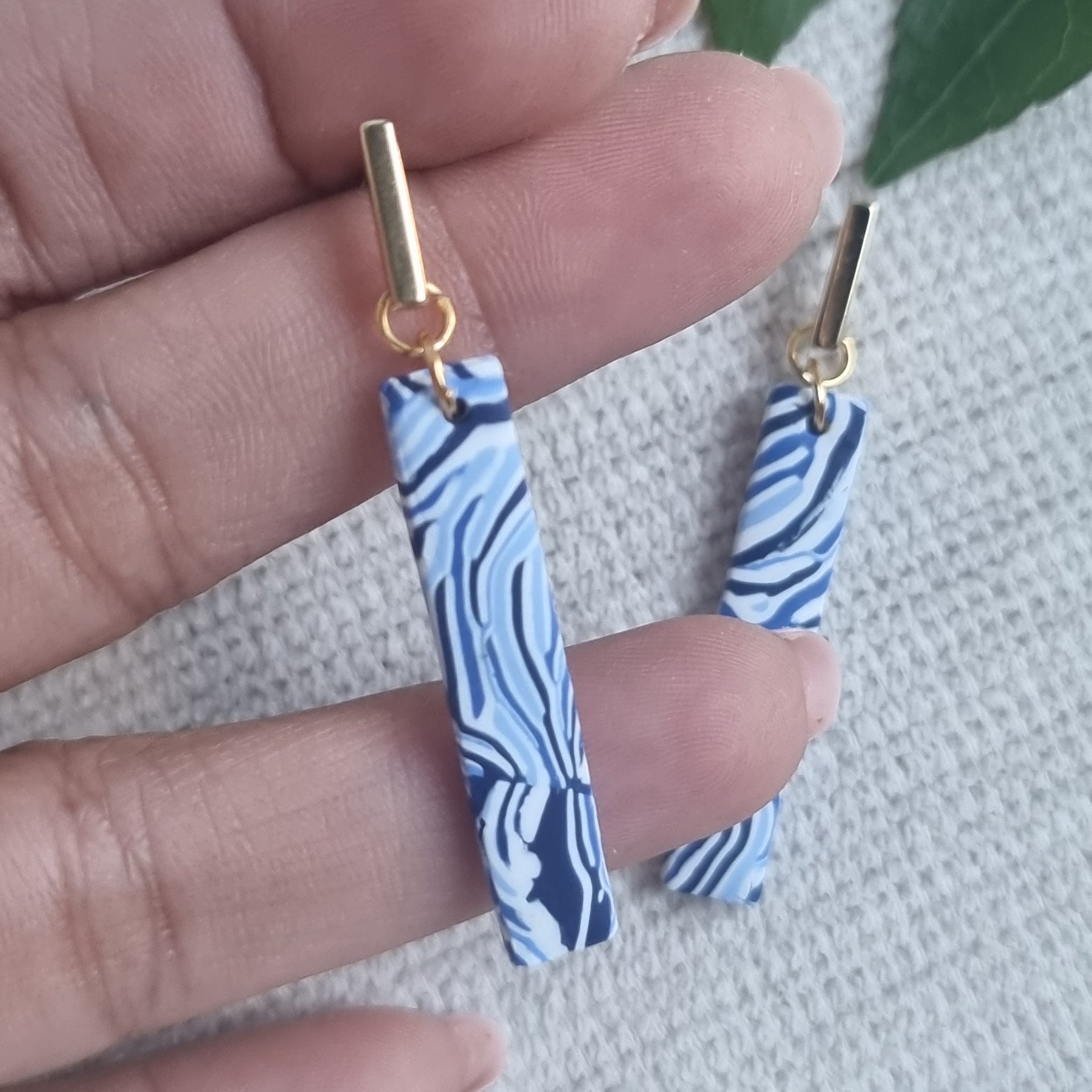Blue Lagoon Small Dangles - Organic stripe design