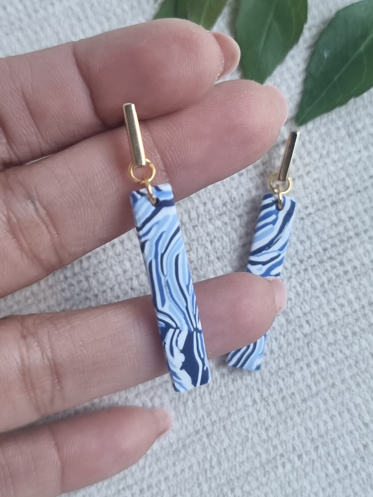Blue Lagoon Small Dangles - Organic stripe design