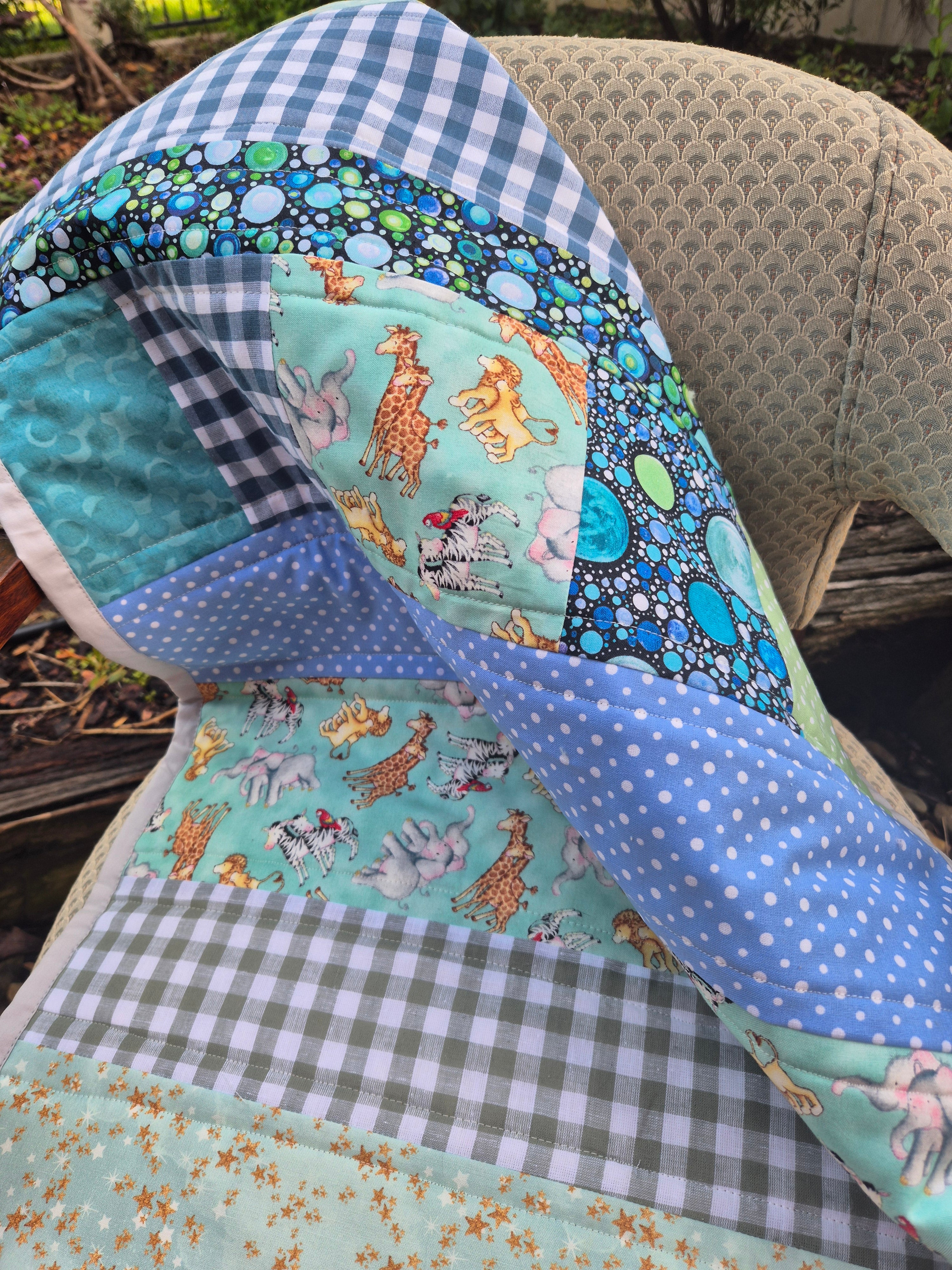 Pram Quilts, gender neutral tones, mint and sage