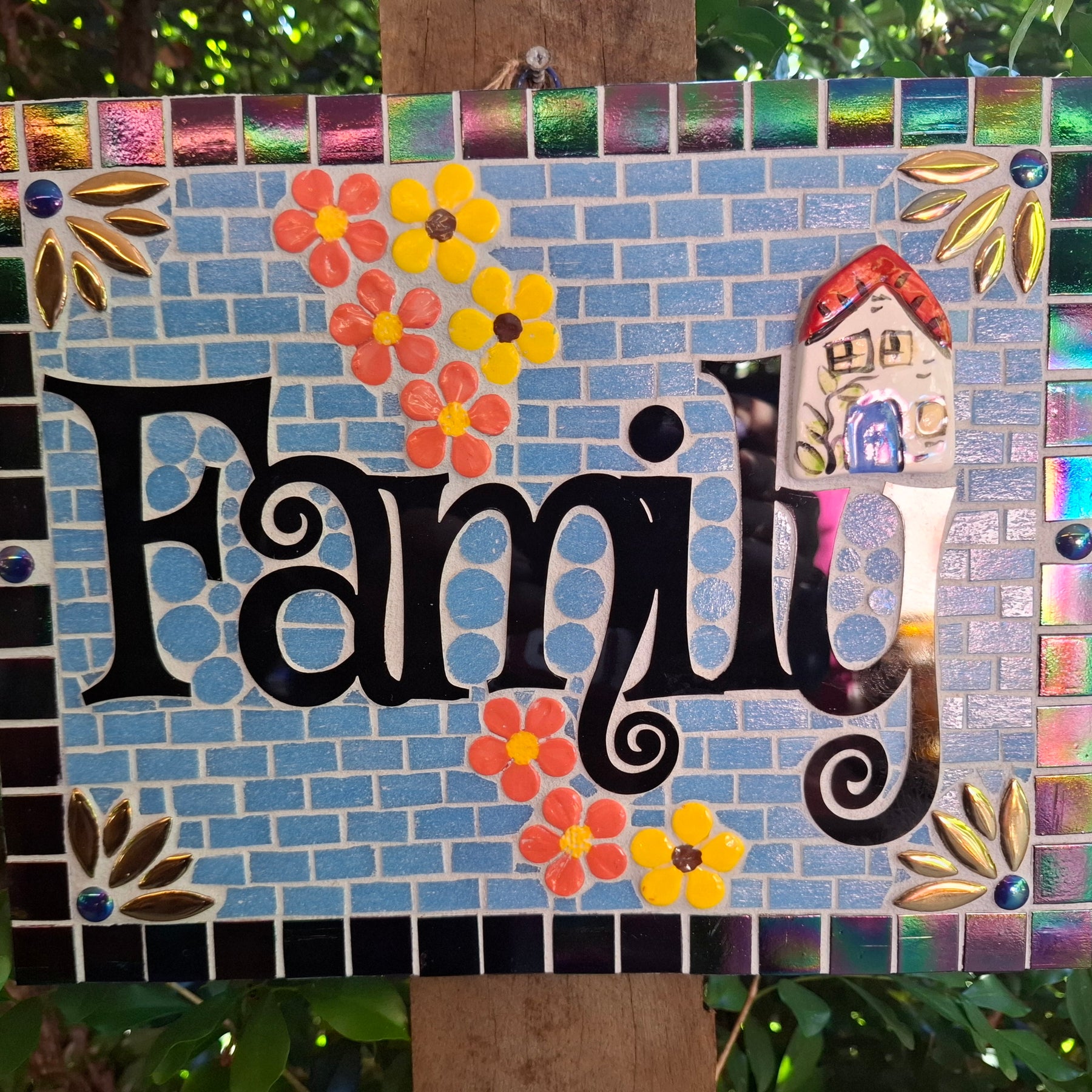 Greet your Visitors with a Mosaic Glass and Ceramic Family Sign