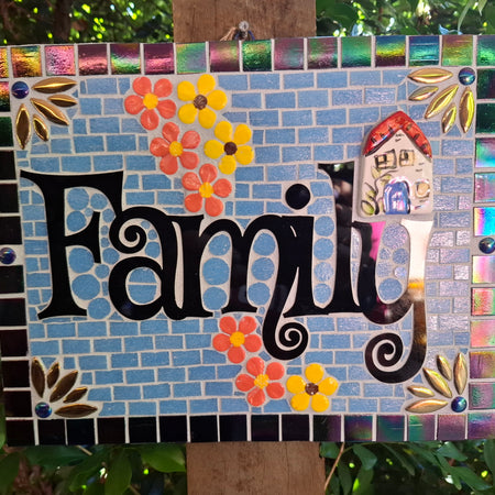 Greet your Visitors with a Mosaic Glass and Ceramic Family Sign