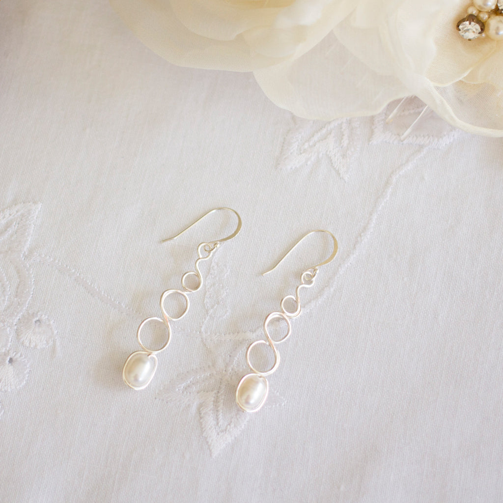 Natural White Pearl Loop Earrings | Wedding Jewellery