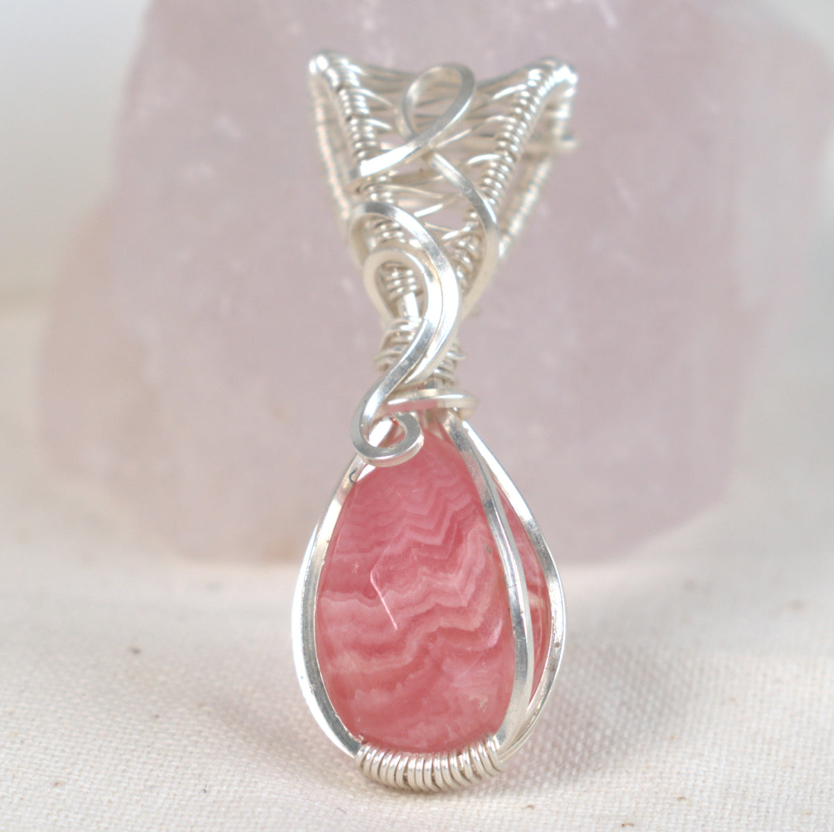 Wire Wrapped Rhodochrosite Keepsake Pendant