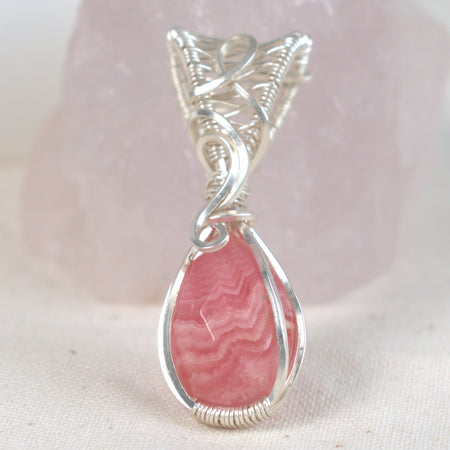 Wire Wrapped Rhodochrosite Keepsake Pendant