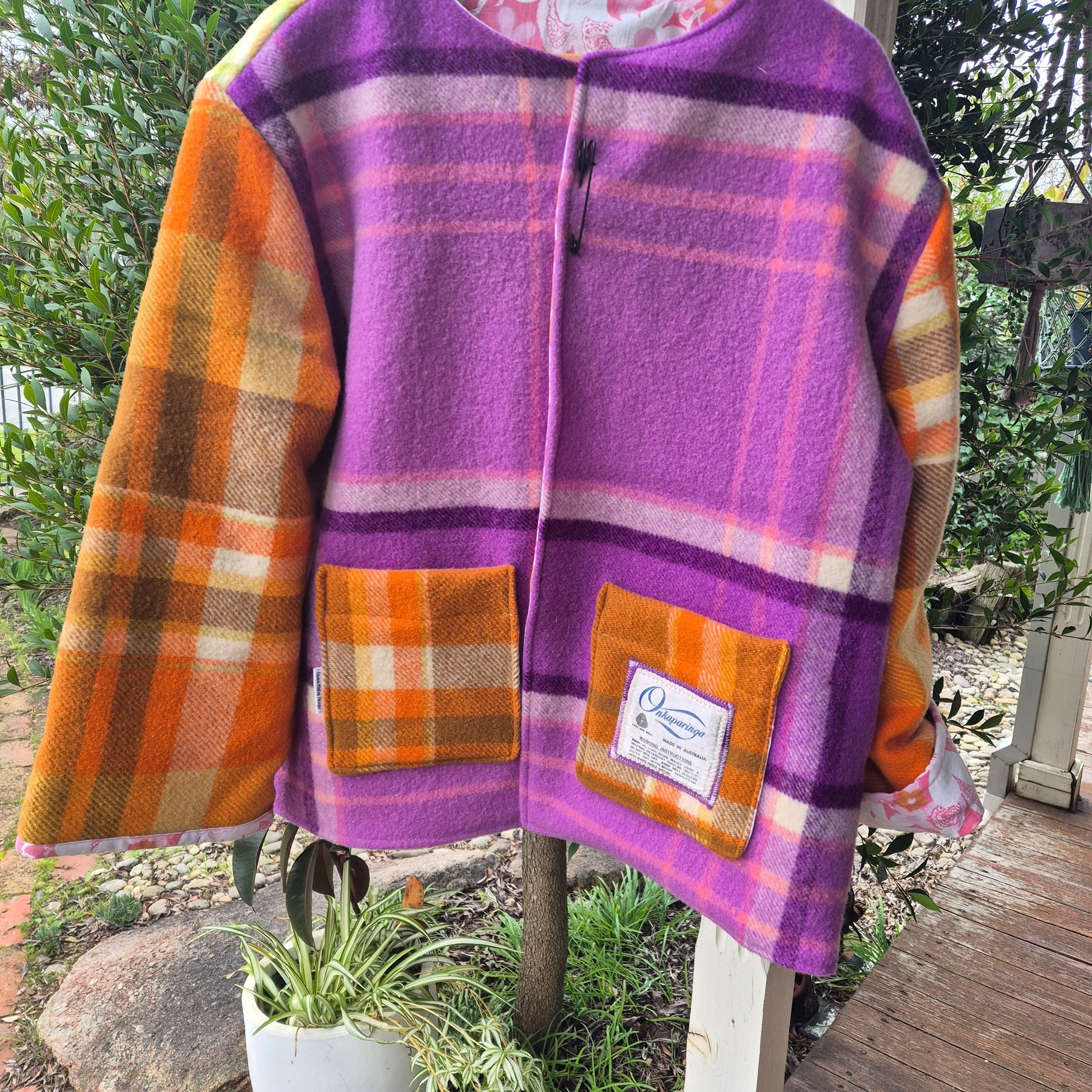 Upcycled woollen blanket jacket size 10