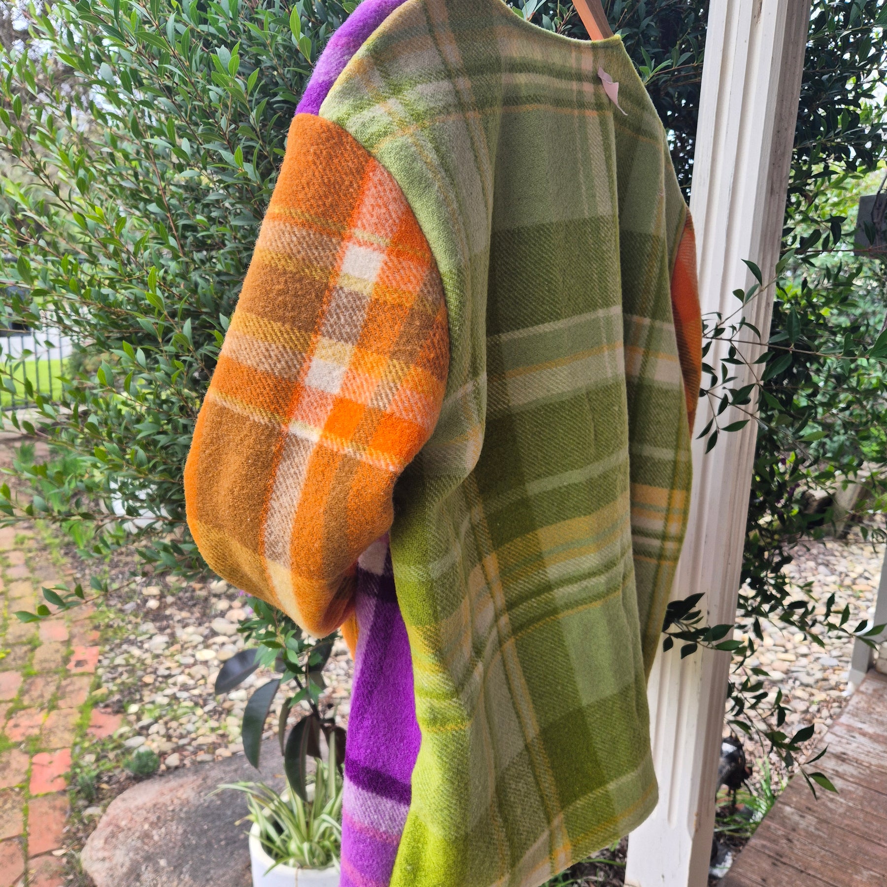 Upcycled woollen blanket jacket size 10