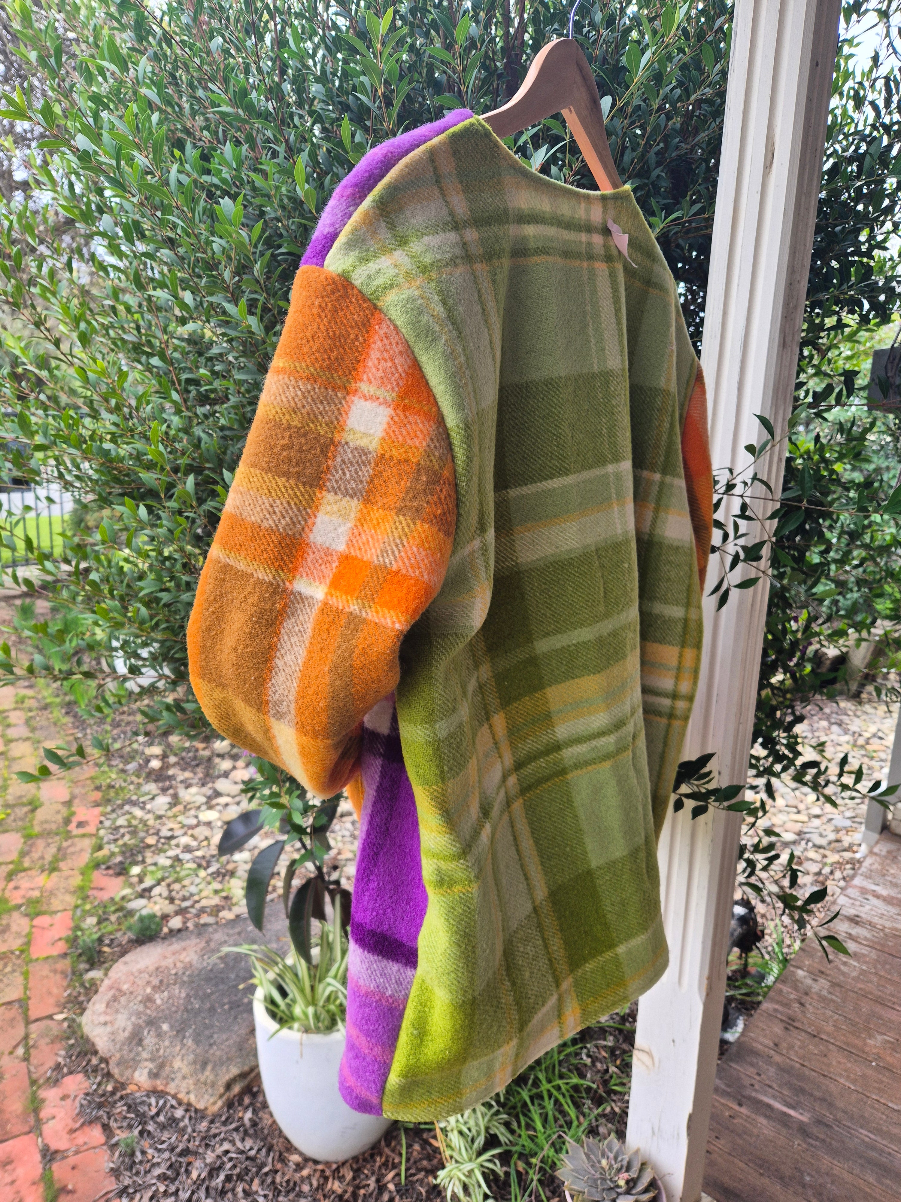Upcycled woollen blanket jacket size 10