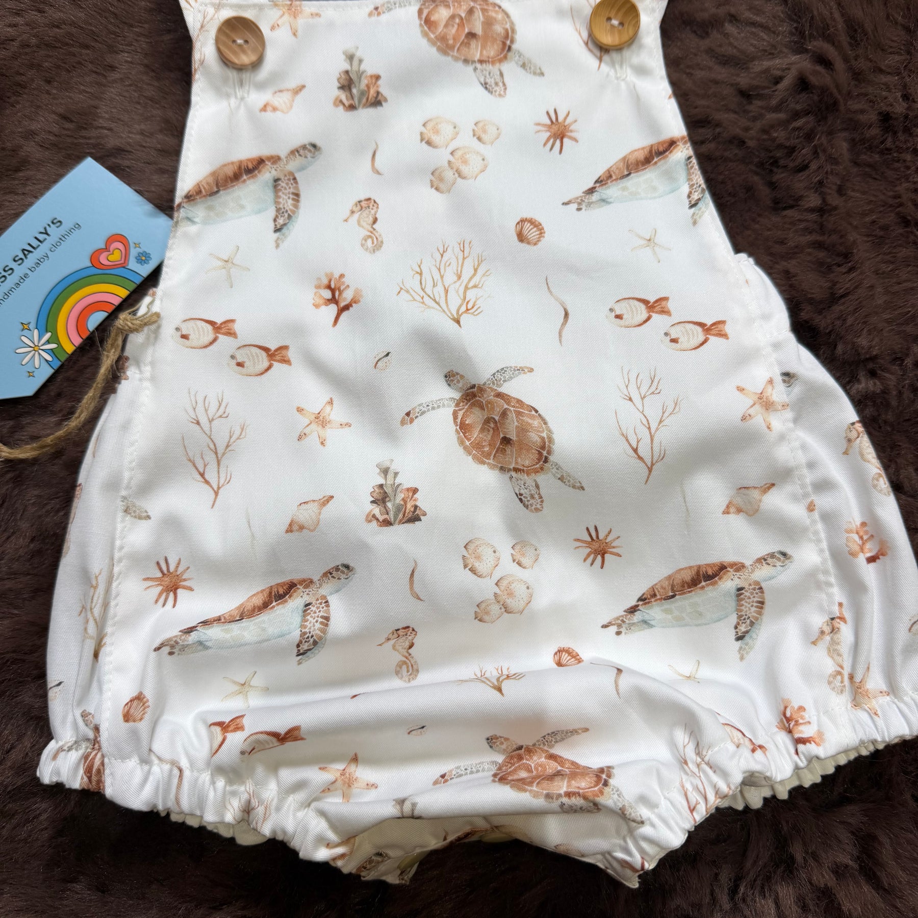 Turtles Fish and coral print baby romper