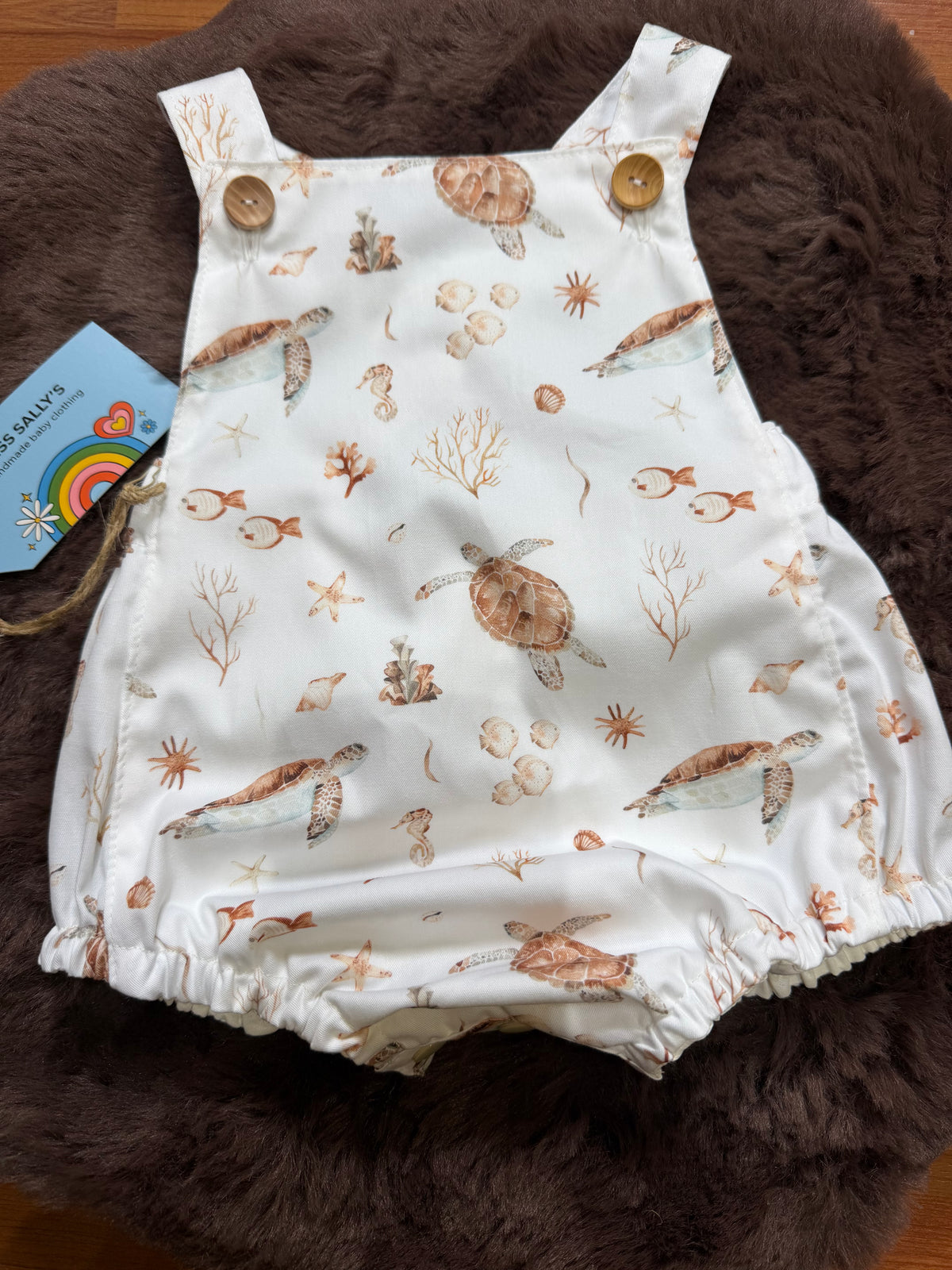 Turtles Fish and coral print baby romper