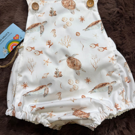 Turtles Fish and coral print baby romper