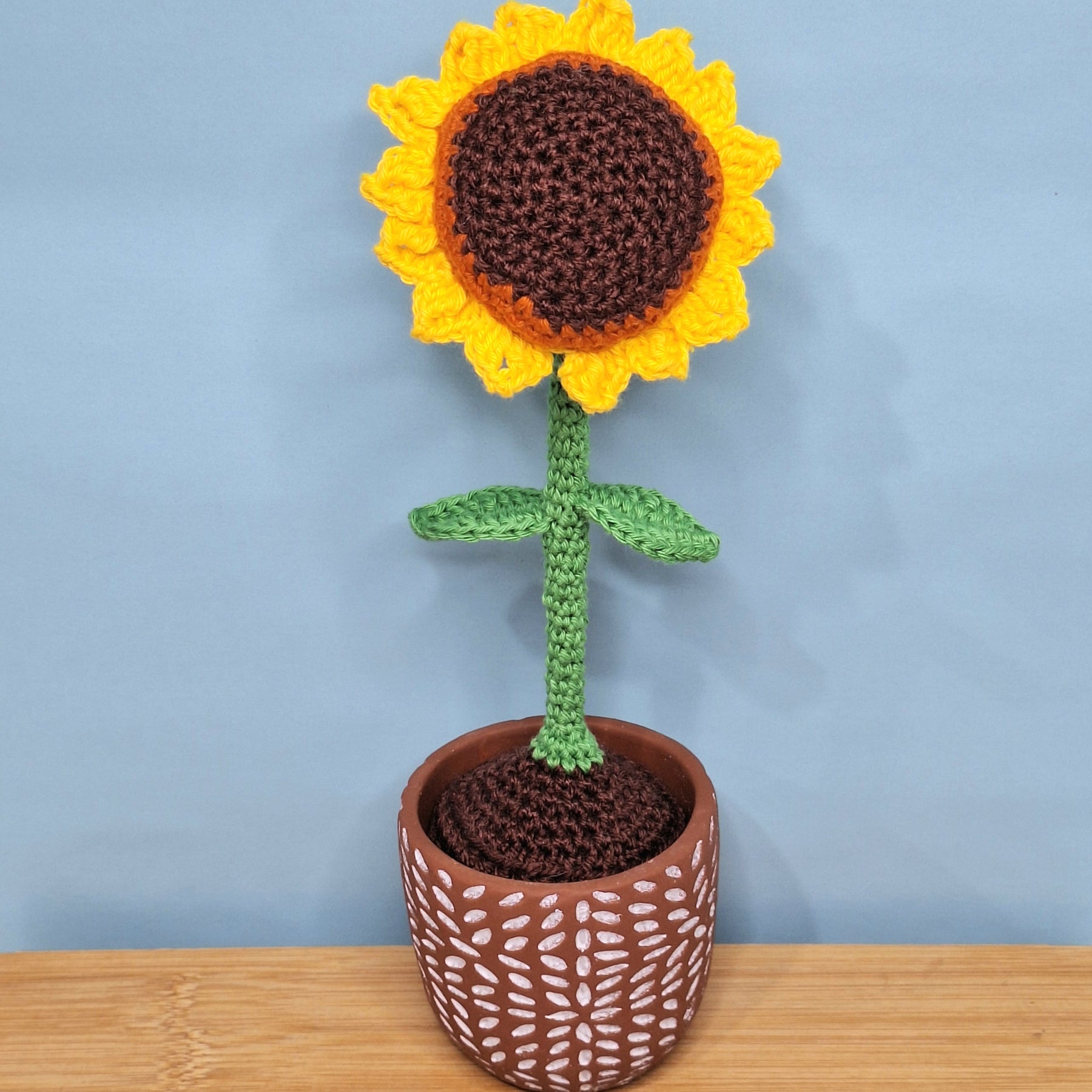 Stunning Crocheted Sunflower in a Decorative Pot