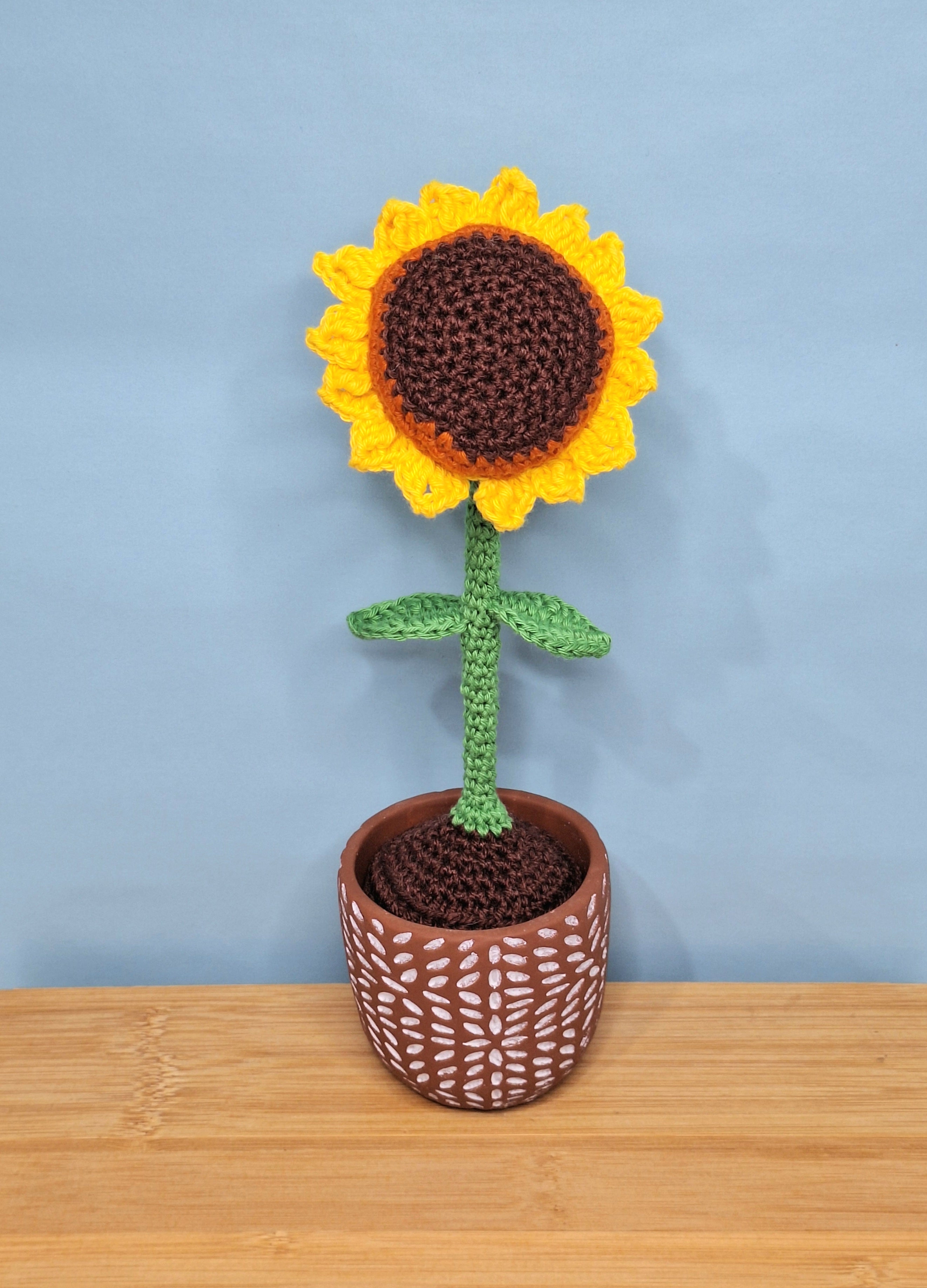 Stunning Crocheted Sunflower in a Decorative Pot