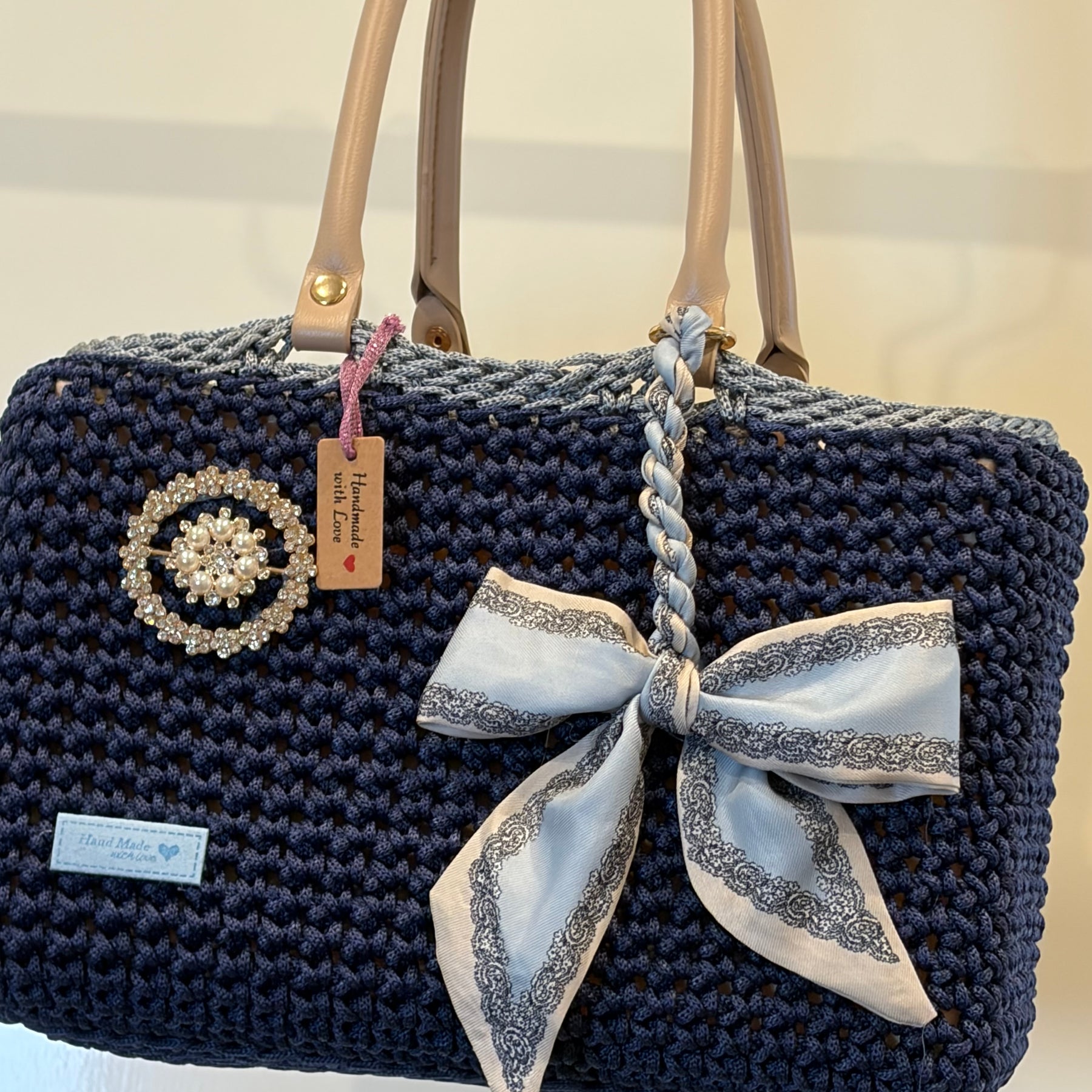 No 21 Crocheted Navy Carry All