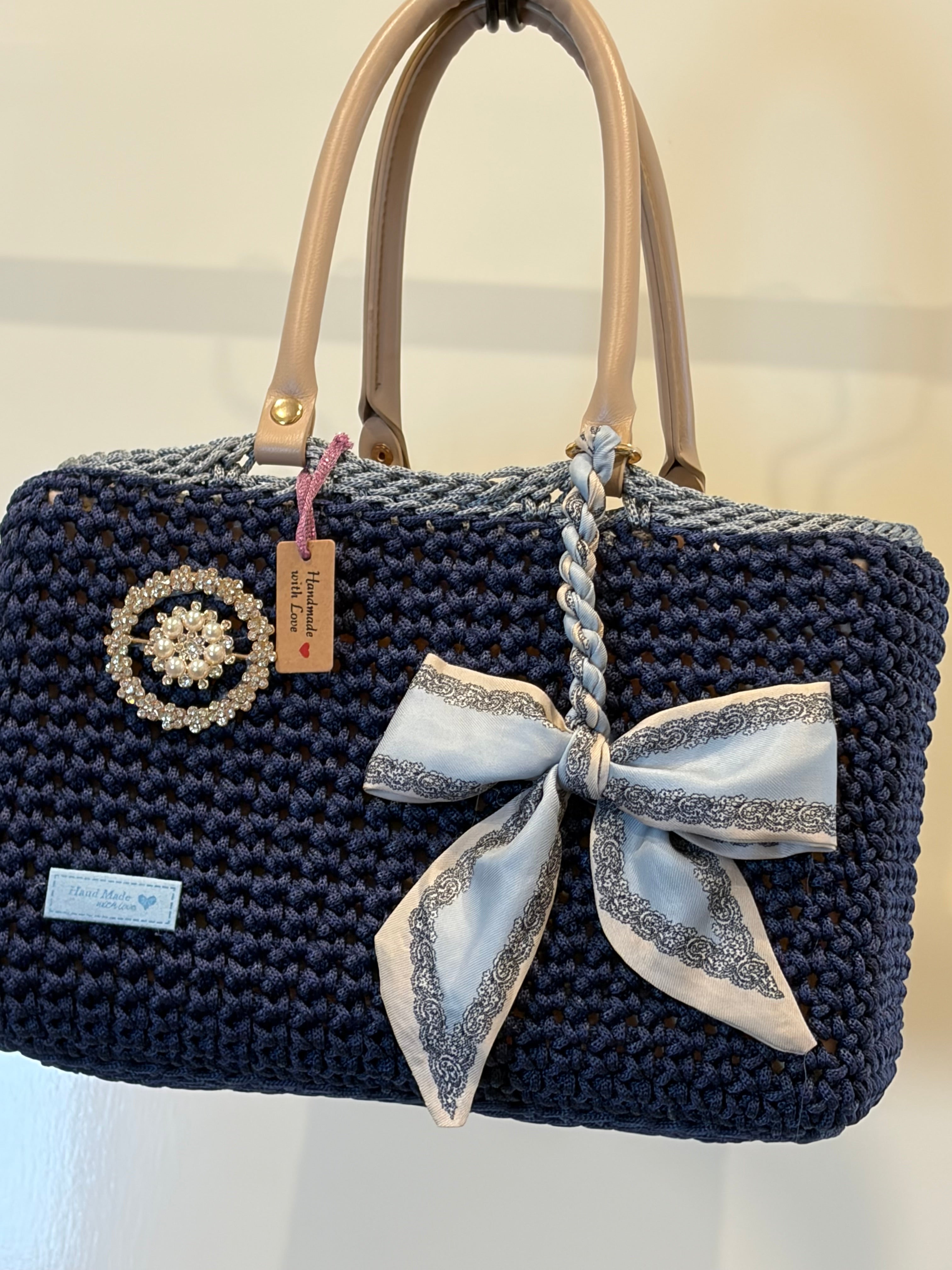 No 21 Crocheted Navy Carry All