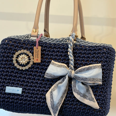 No 21 Crocheted Navy Carry All