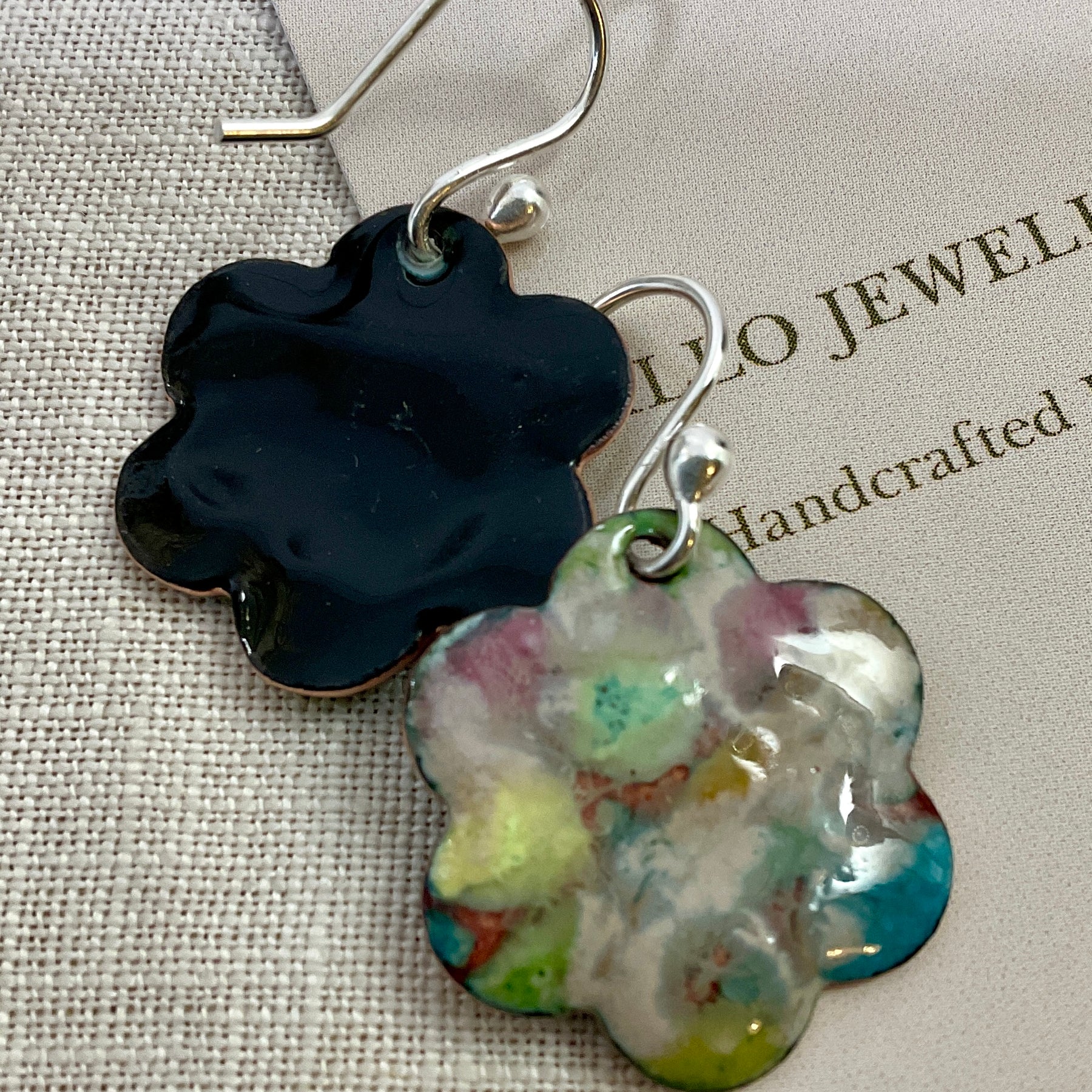 Pastel flowers. Enamel earrings