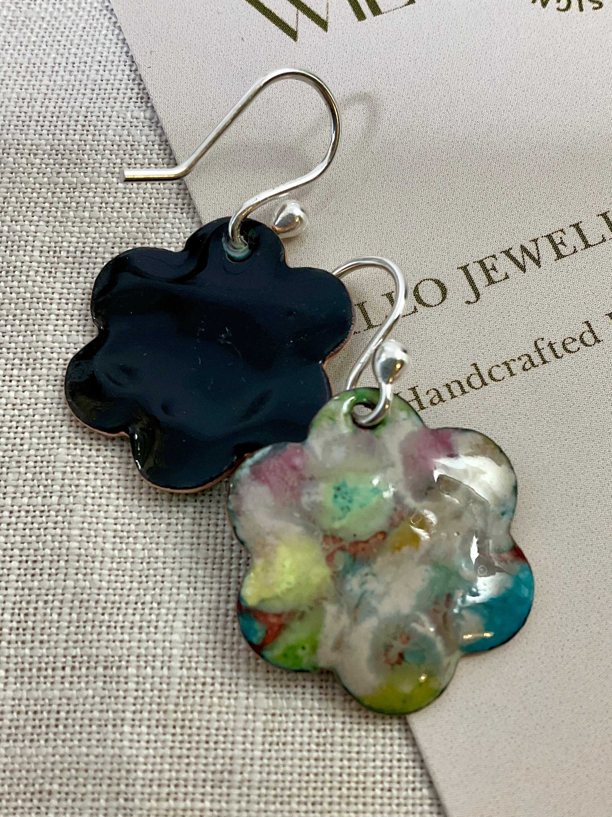 Pastel flowers. Enamel earrings