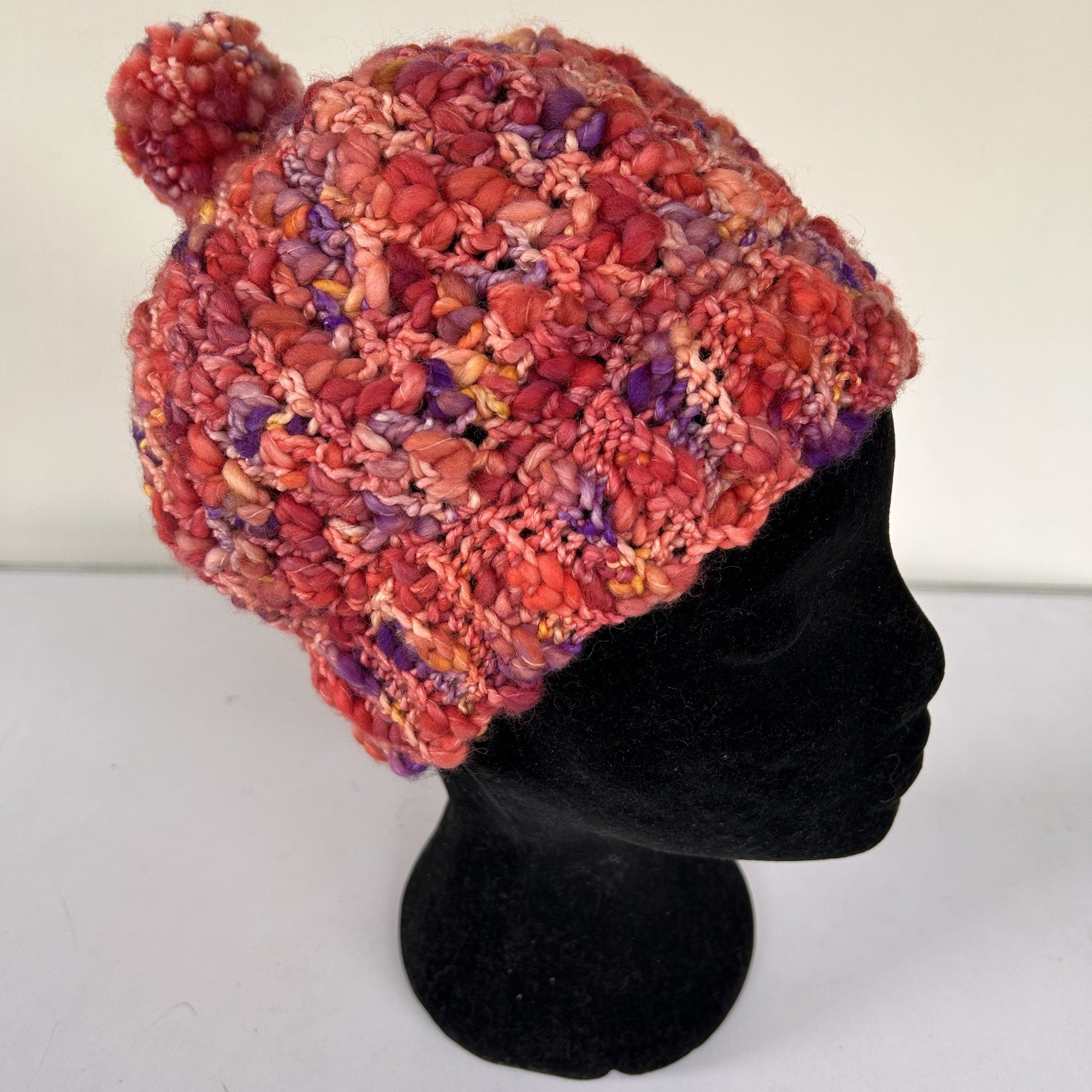 Popcorn Textured Crochet Beanie with Pom-Pom