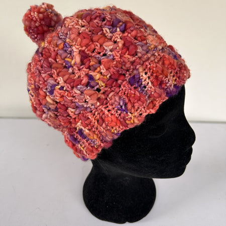 Popcorn Textured Crochet Beanie with Pom-Pom