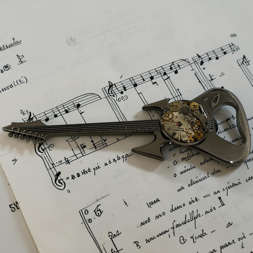 Steampunk watch parts bottle opener (Guitar)