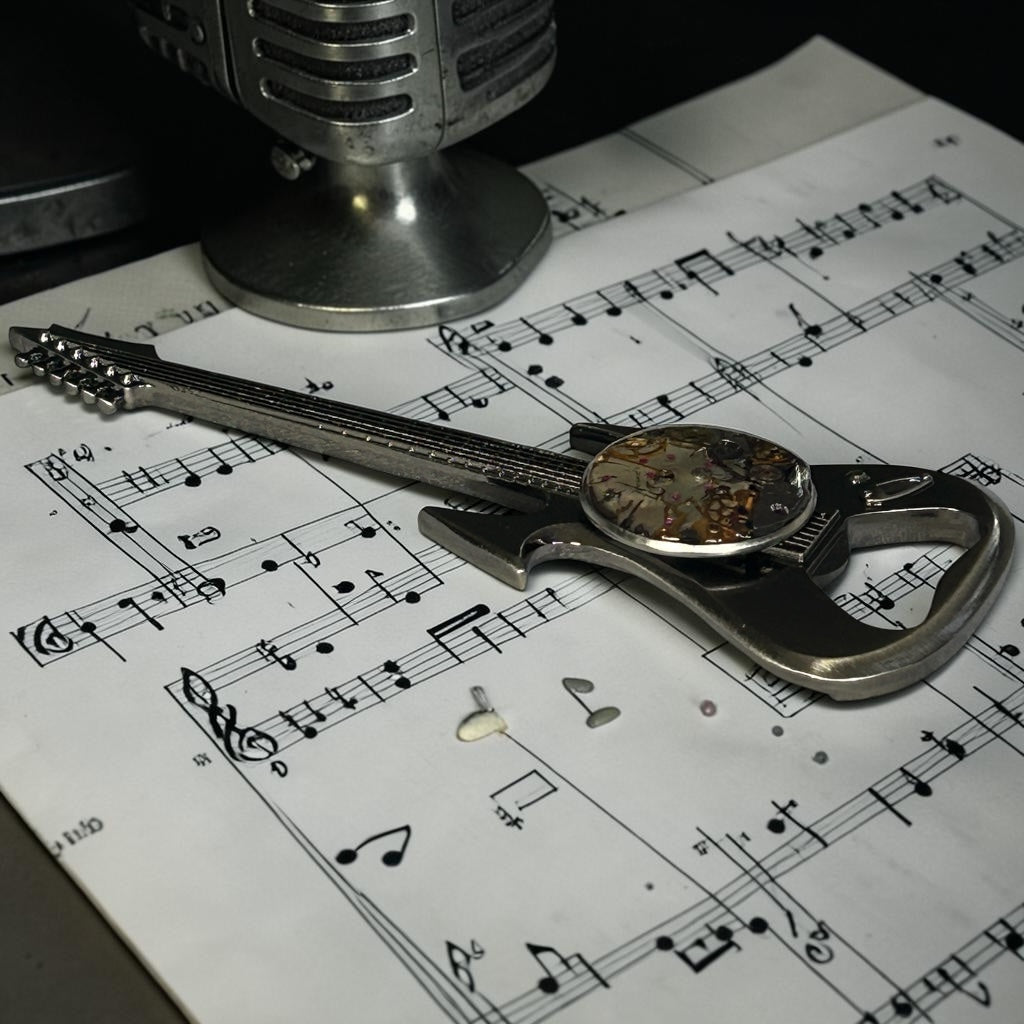 Steampunk watch parts bottle opener (Guitar)