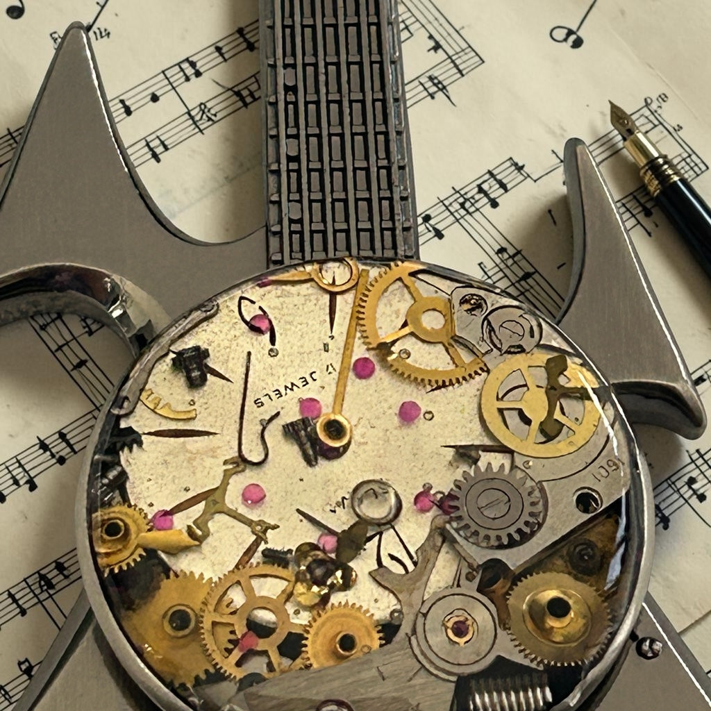 Steampunk watch parts bottle opener (Guitar)