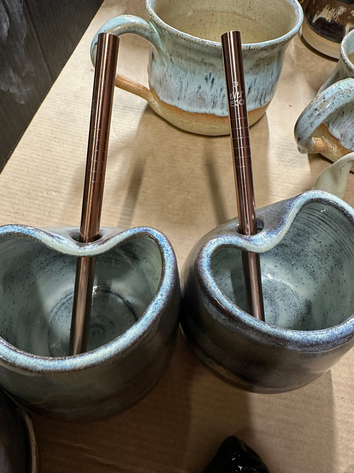 Running Waters Tumblers - Ceramic Straw Cups (pair)