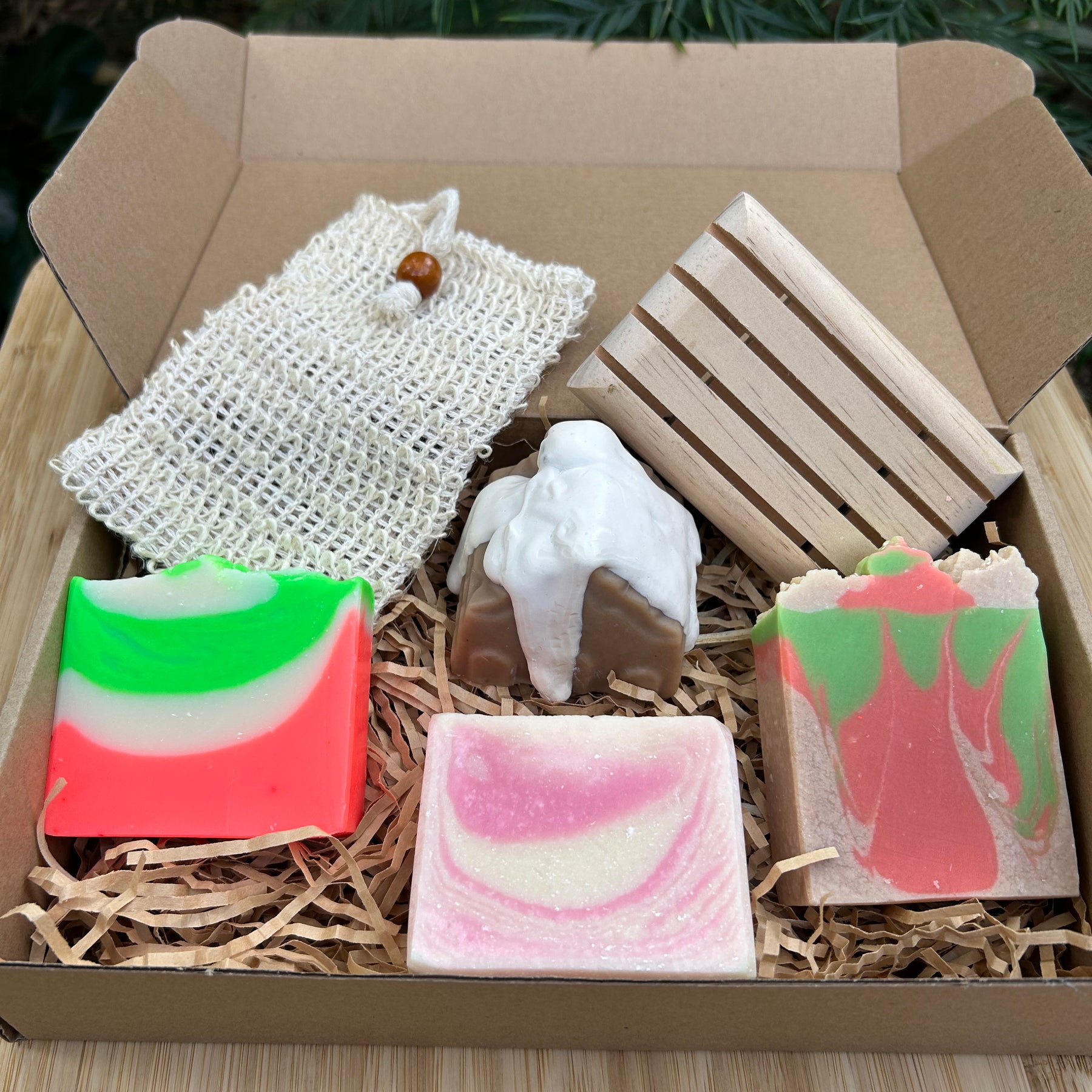 Handmade Festive Soap Set | Soap Holder | Natural Plant Soap Bag